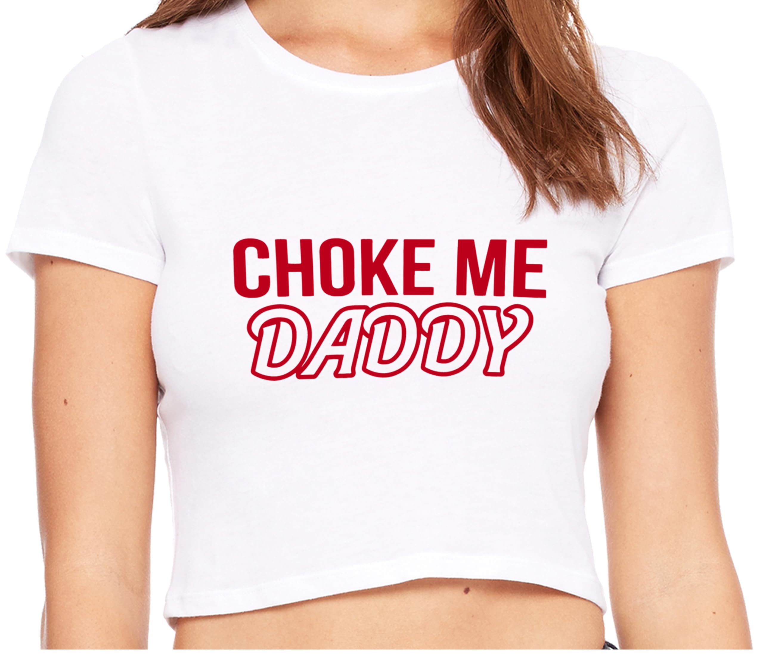 Knaughty Knickers 'Choke Me Daddy' Obedient Submissive White Crop Tank Top - Sexy BDSM Lingerie for Roleplay & Fetish Fashion