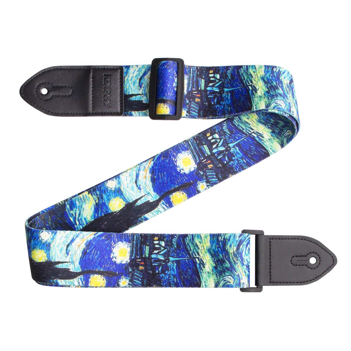 Premium Guitar Strap for Acoustic & Electric Bass - Adjustable Leather Ends with Strap Locks & Free Guitar Picks - Perfect for Live Performances, Studio Sessions & Practice