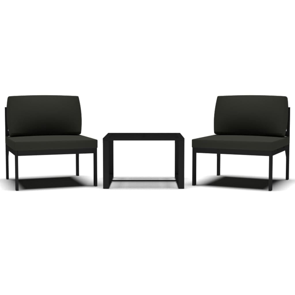 vidaXL 3-Piece Modular Aluminum Patio Sofa Set with Cushions - Weather-Resistant Outdoor Furniture in Anthracite Grey | Perfect for Garden, Backyard, Poolside & Patio Relaxation
