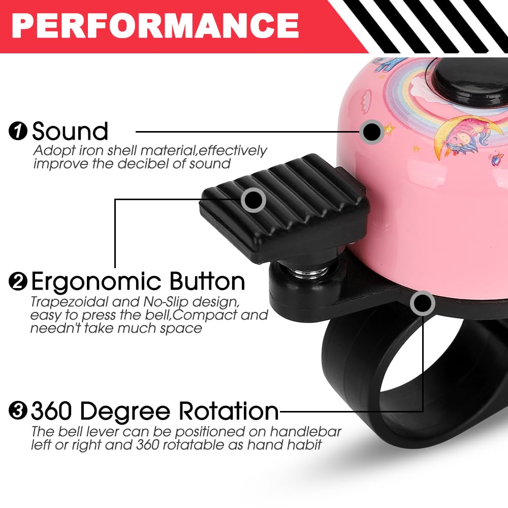 Loud 120dB Kids Bike Bell - Classic Mini Bicycle Bell for Boys, Girls & Adults - Crisp Clear Sound for MTB, BMX, City Bikes & Scooters - Cool Bike Accessories for Safe Cycling & Outdoor Adventures
