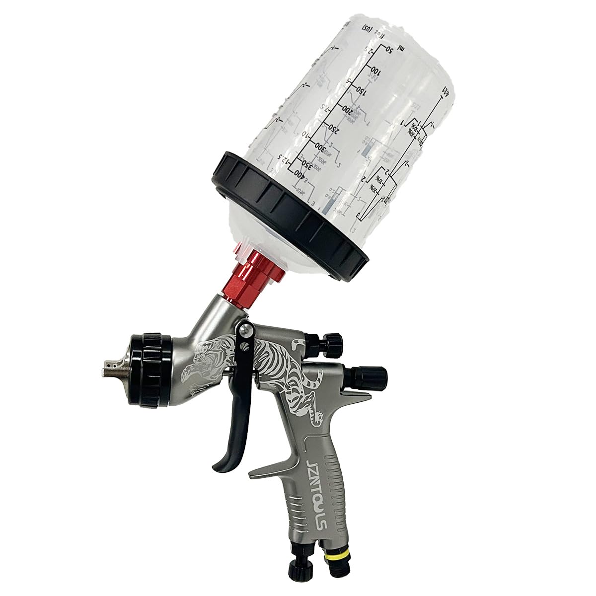 Professional HVLP Spray Gun with 1.3mm & 1.8mm Stainless Steel Nozzle - 600ml & 400ml Gravity Feed Paint Sprayer for Paint, Varnish, Wood Staining - Perfect for Automotive, Furniture & DIY Home Projects (Black)