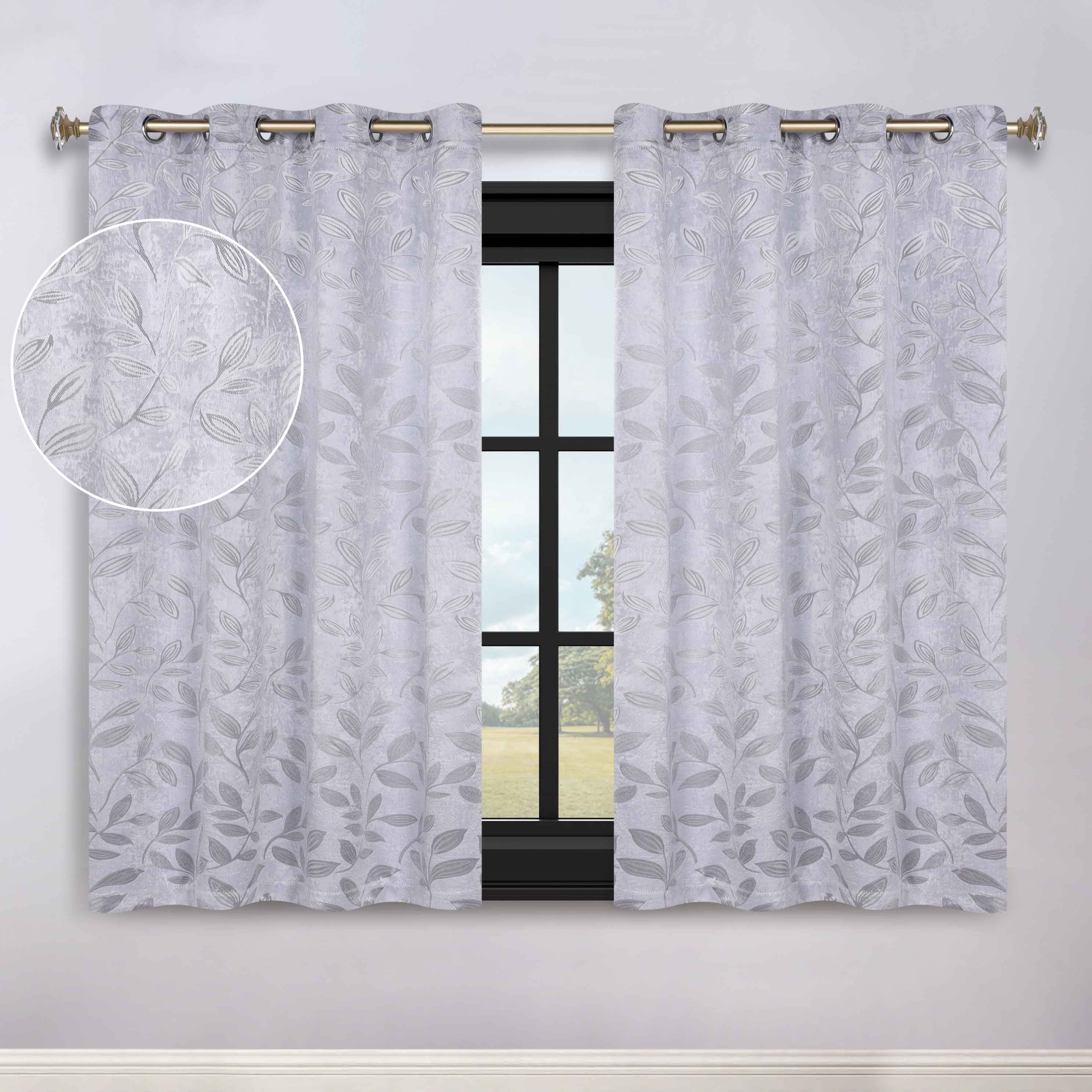Leaves Grommet Blackout Curtains Set of 2 - Thermal Insulated Room Darkening Drapes for Bedroom & Living Room - Noise Reducing Window Treatment for Home Decor