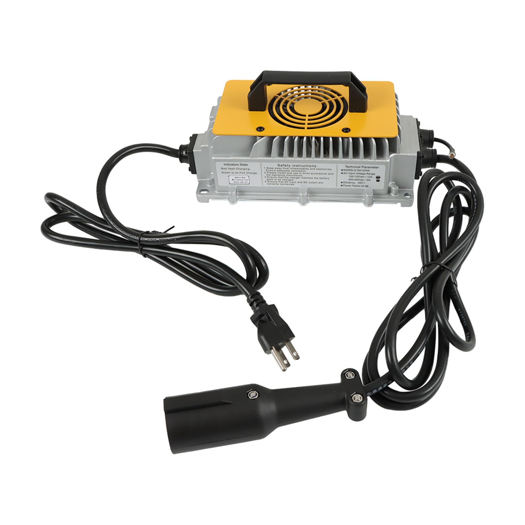 48V 17A IP67 Waterproof Golf Cart Battery Charger with 3-Pin Round Plug - Compatible with Club Car DS & Precedent - Perfect for Home, Golf Course & Outdoor Use