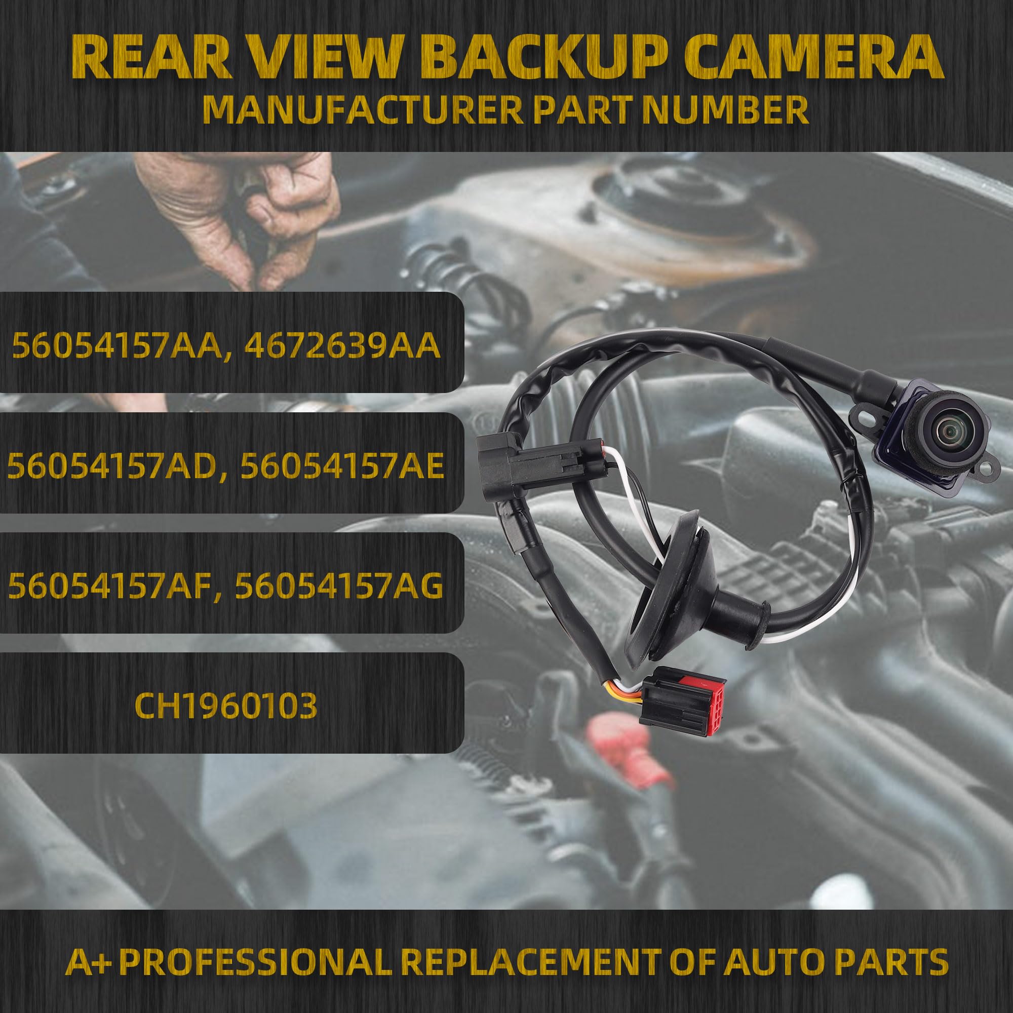 Dasbecan Rear View Backup Camera Replacement for 2011-2020 Dodge Grand Caravan & 2011-2016 Chrysler Town and Country - OEM# 4672639AA CH1960103 Compatible - Easy Parking Assistance & Night Vision Safety (Perfect for Family Road Trips & Tight Parking Spaces)