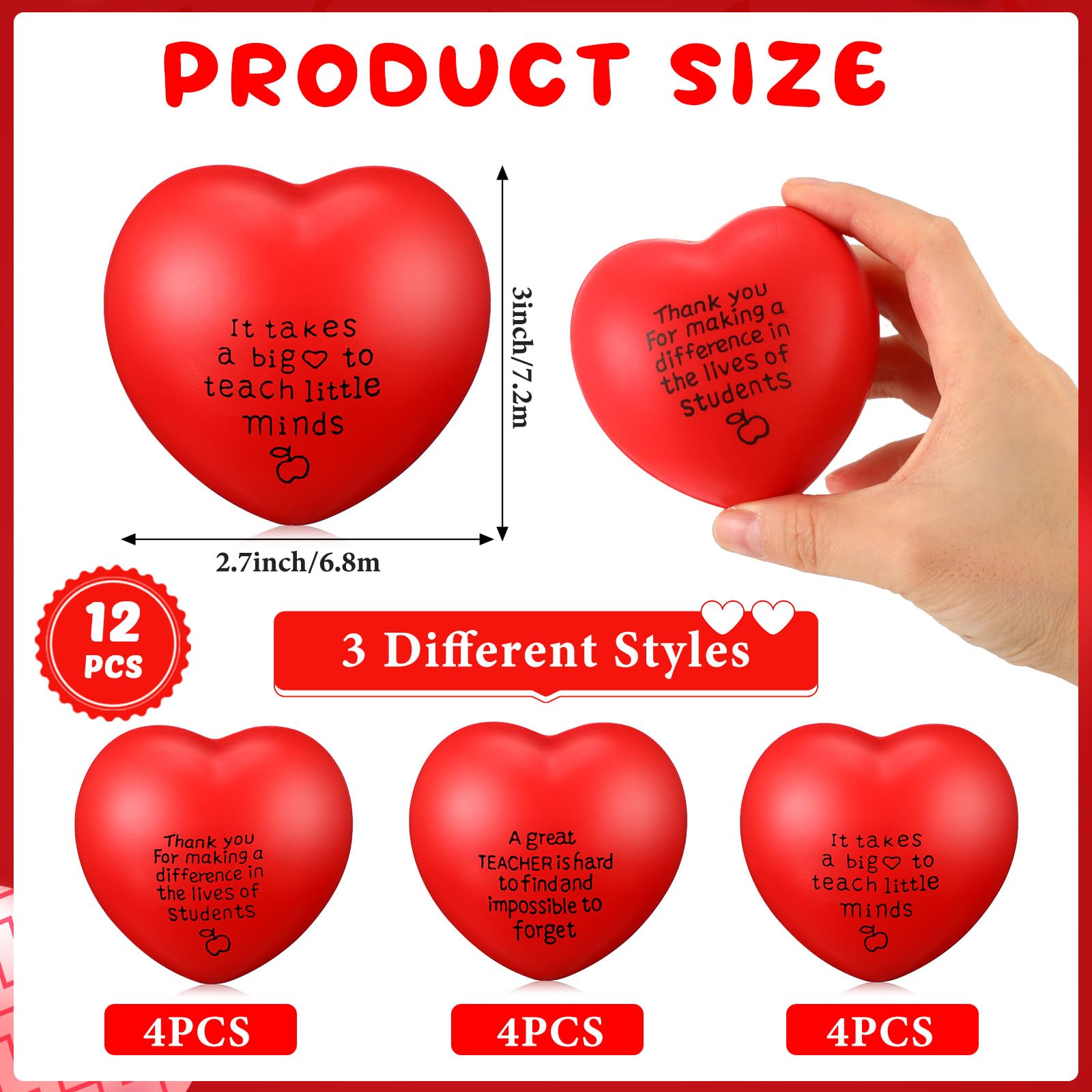 **Leyndo 12-Pack Heart Shaped Stress Balls for Teachers - Bulk Anxiety Relief Toys, Motivational Gifts for Educators, Staff & Coworkers - Perfect for Teacher Appreciation, Thank You Gifts & Office Stress Relief**    *(Use Cases: Ideal for classroom stress relief, teacher appreciation events, office gifts, coworker recognition, and anxiety management.)*