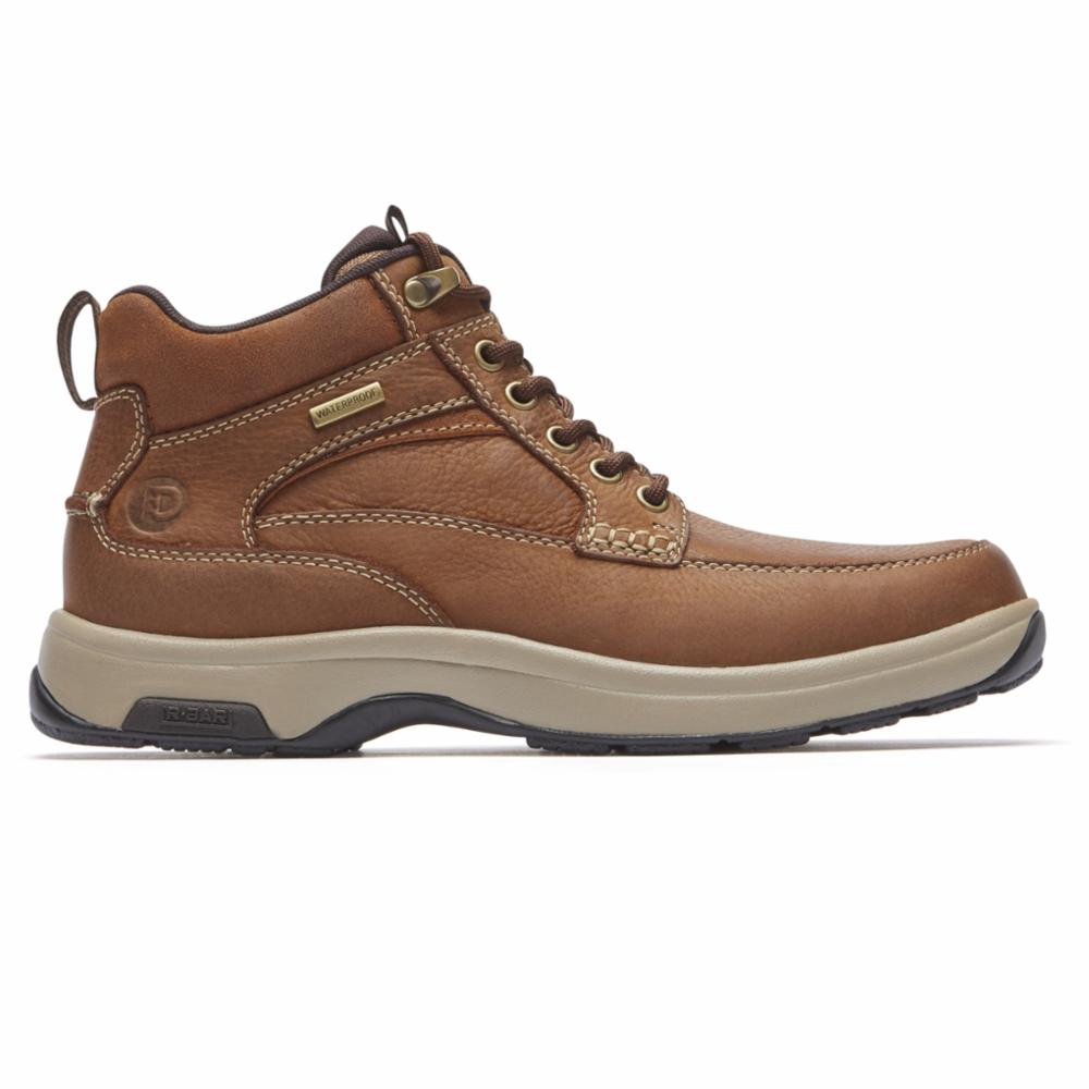 Dunham Men's Mid Boot 8000 - Brown Wide 2E Width Waterproof Hiking Boots for Outdoor Adventures & Casual Wear