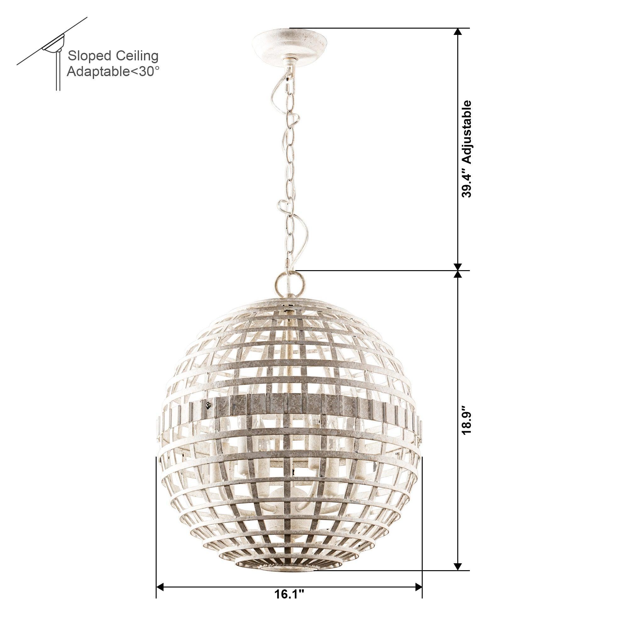 6-Light Vintage Farmhouse Globe Pendant Light Fixture - White - Perfect for Kitchen Island, Dining Room, and Entryway Lighting