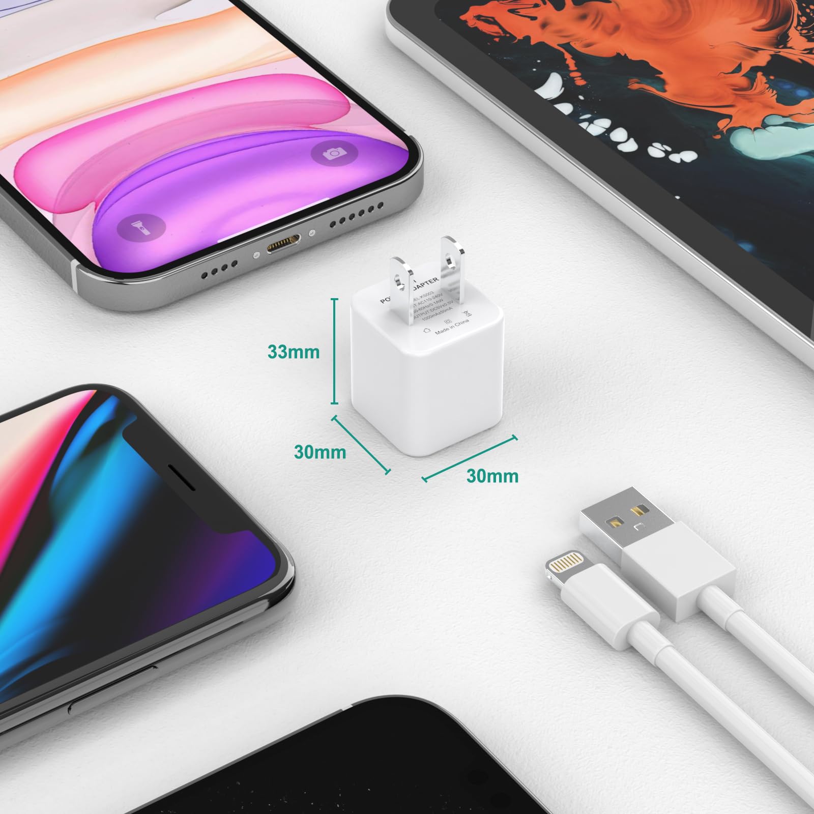 3-Pack MFi Certified iPhone Charger Cable & USB Wall Charger Adapter - Fast Charging & Data Sync for iPhone 14 Pro/13 Pro/12/12 Pro Max/11 Pro Max/XS Max/XR/X/8 - Perfect for Home, Office & Travel Use