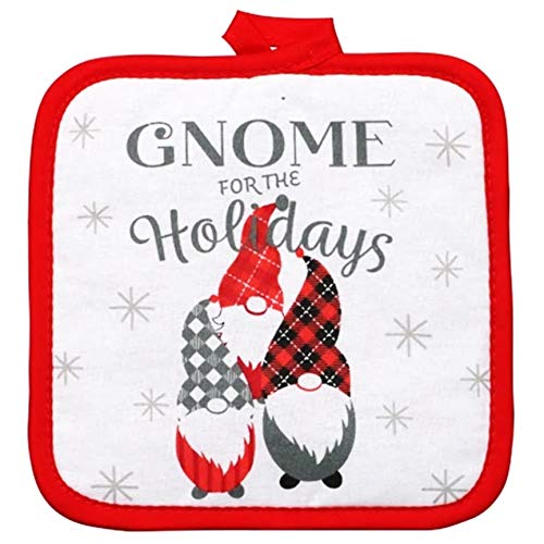 Festive Christmas Gnome Kitchen Set - 2 Printed Towels, 2 Pot Holders & 1 Oven Mitt - Adorable Holiday Decor for Home - Perfect Gift for Christmas & Housewarming - Ideal for Cooking, Baking & Kitchen Decorating