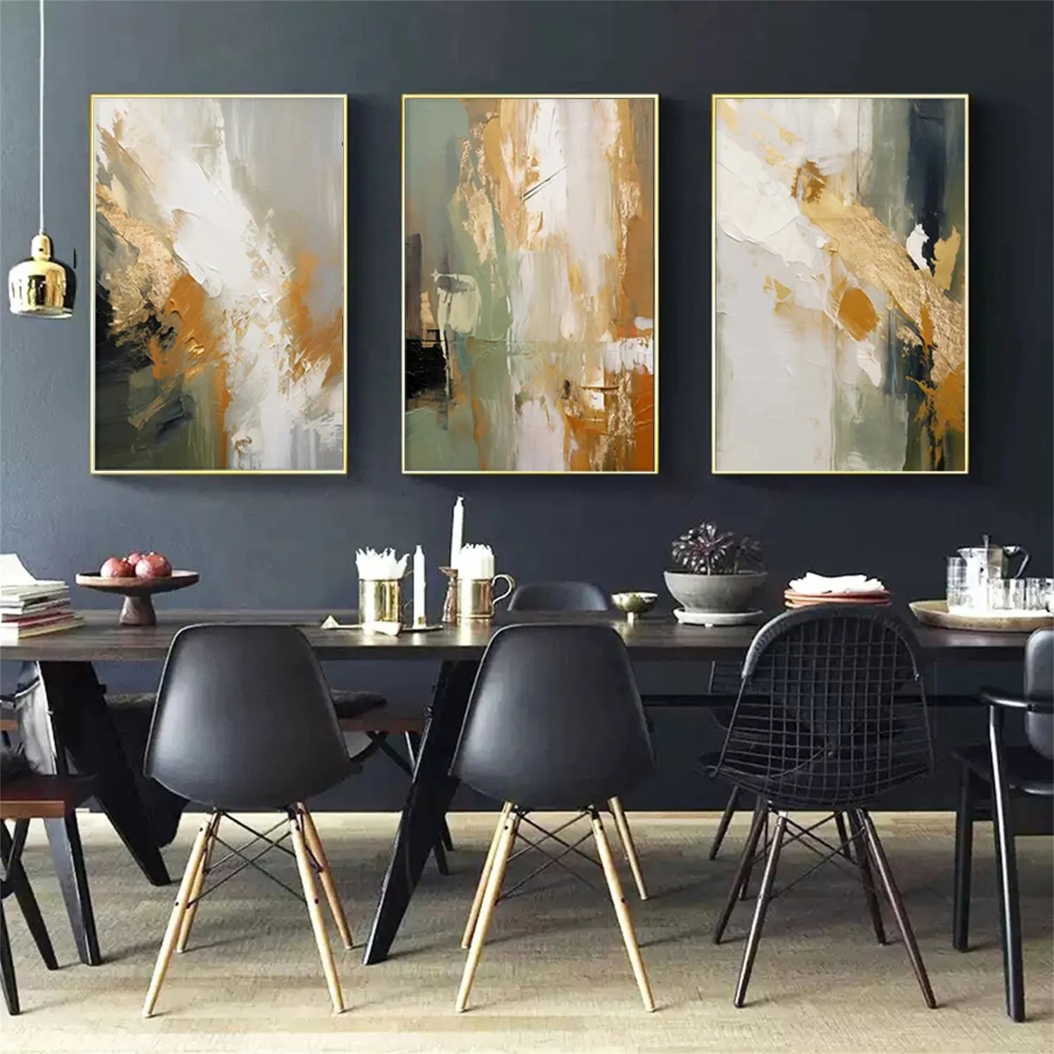 Abstract Painting Set of 3 - Modern Wall Art Canvas Prints #AB214 - Perfect for Living Room, Bedroom & Office Decor