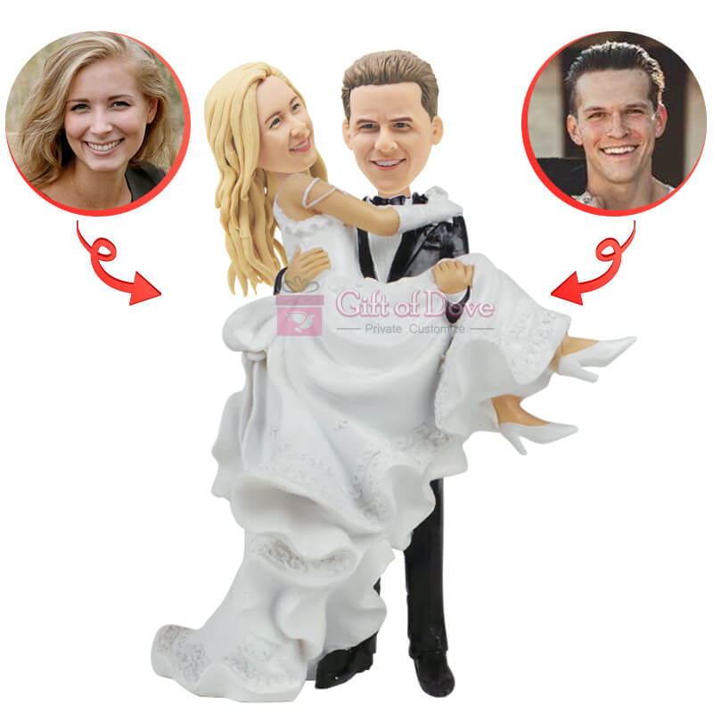 Custom Bride and Groom Wedding Cake Topper Bobblehead - Personalized Couple Figurine for Wedding, Anniversary, Bridal Shower & Romantic Gifts