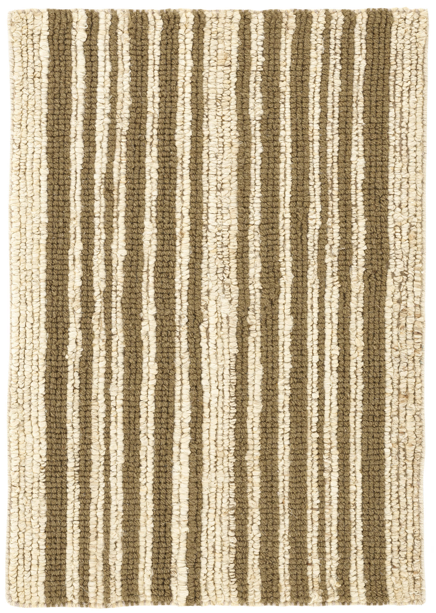 Handwoven Jute Rug with Calder Stripe Design - Natural Eco-Friendly Floor Mat for Living Room, Bedroom & Boho Decor | Kelp Color