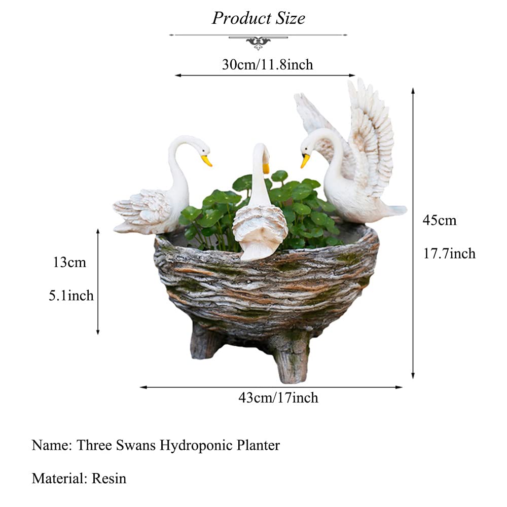 3-Piece White Swan Garden Statue Set - Elegant Figurine Plant Pots & Flower Planters for Indoor & Outdoor Décor | Perfect for Home, Garden, and Patio Decoration
