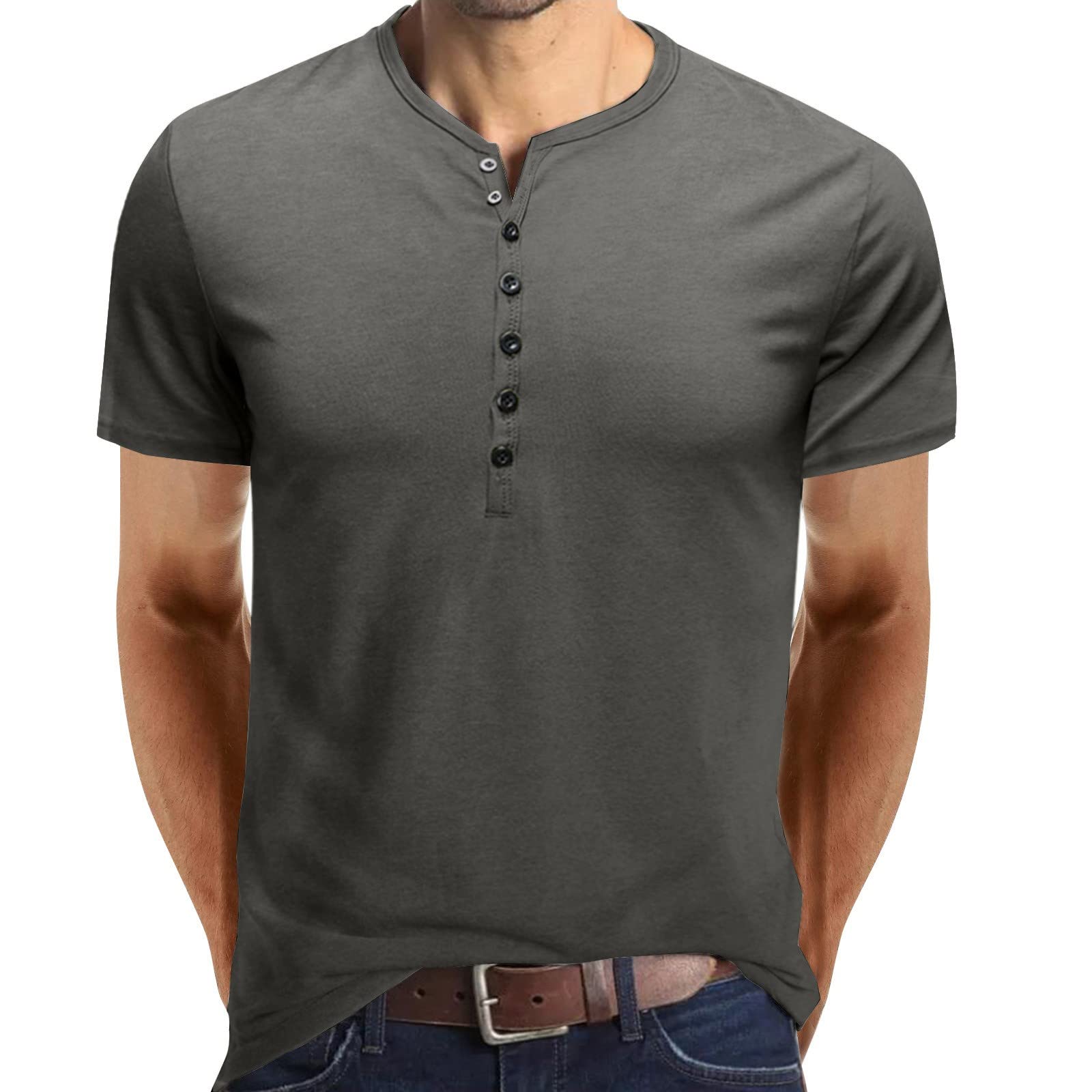 Men's Short Sleeve Button Up T-Shirts - Breathable Workout Shirts & Casual Tops - Perfect for Gym, Office & Gifts