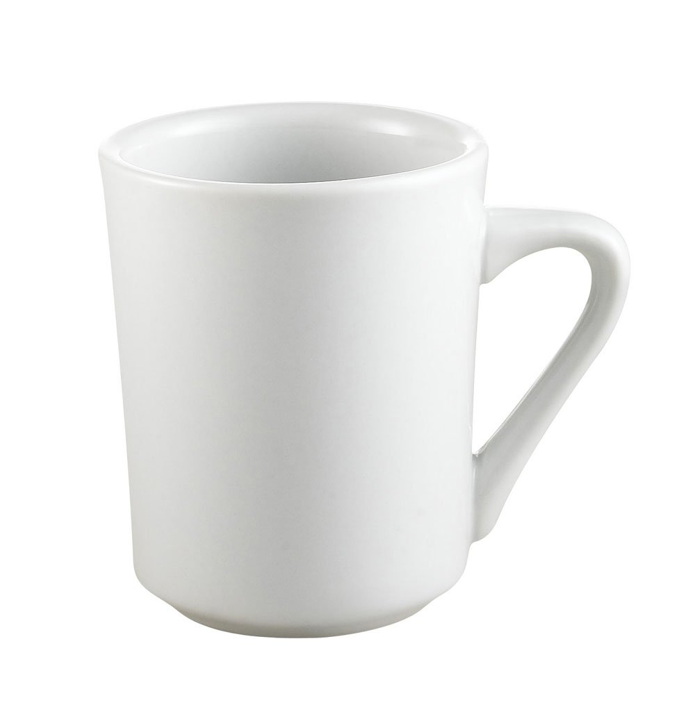 Premium 8-Ounce Porcelain Tall Round Sierra Mug - Super White, 3-3/8-Inch Height - Bulk Pack of 36 - Ideal for Coffee Shops, Restaurants & Office Use
