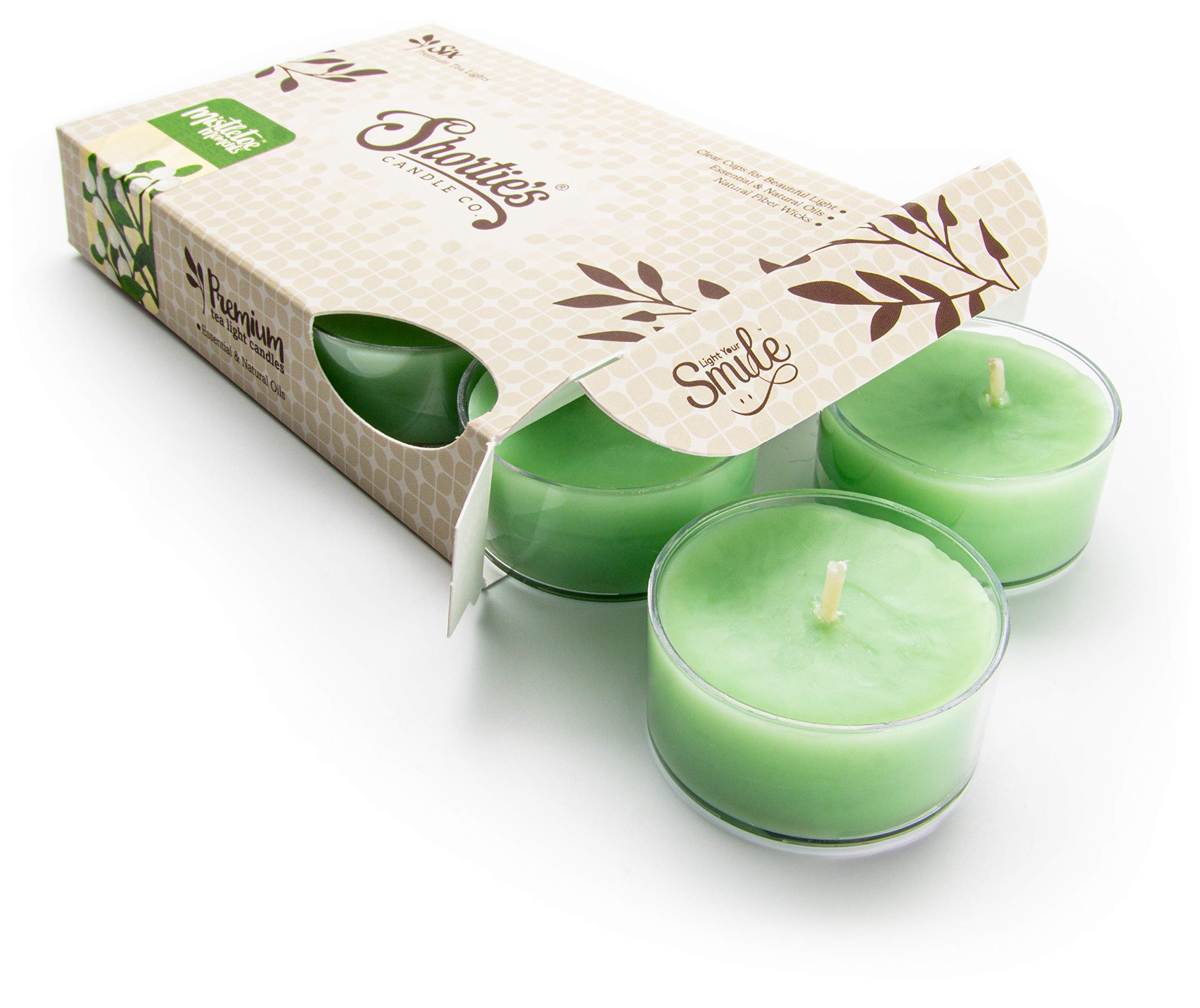Premium Scented Tealight Candles with Essential Oils - 6 Pack Green Tea Lights for Christmas & Holidays - Made in USA - Perfect for Home Decor, Romantic Dinners & Relaxation