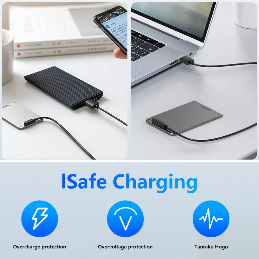 2 Pack Magnetic USB Charging Cable for PLAUD Note Voice Recorder - 3.3FT 4-Pin Replacement Charger Cord with USB-C Adapter & Reusable Cable Ties | Perfect for Home, Office, and Travel Use