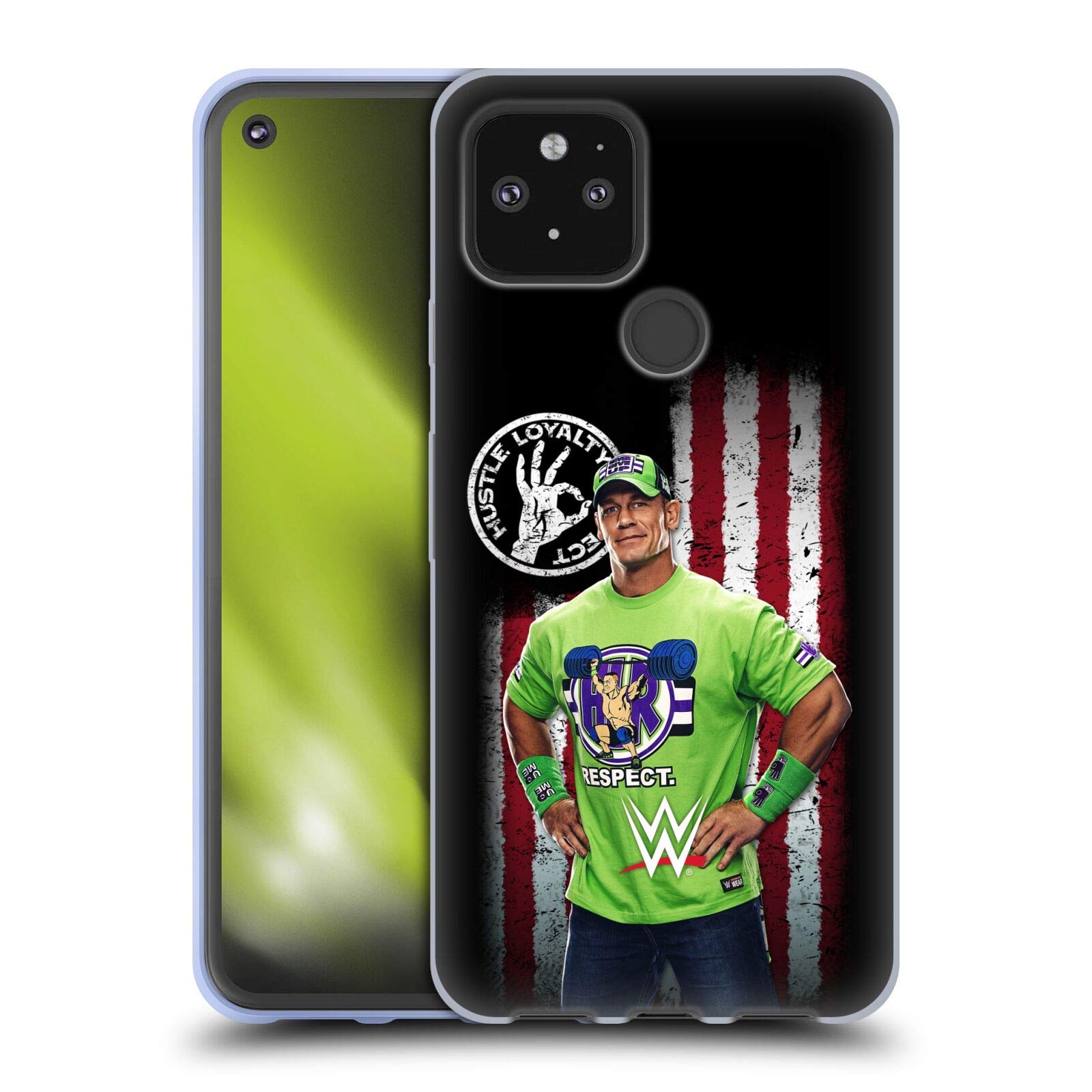 Official WWE John Cena Gel Case for Google Pixel 5 - American Flag Design for Sports Fans