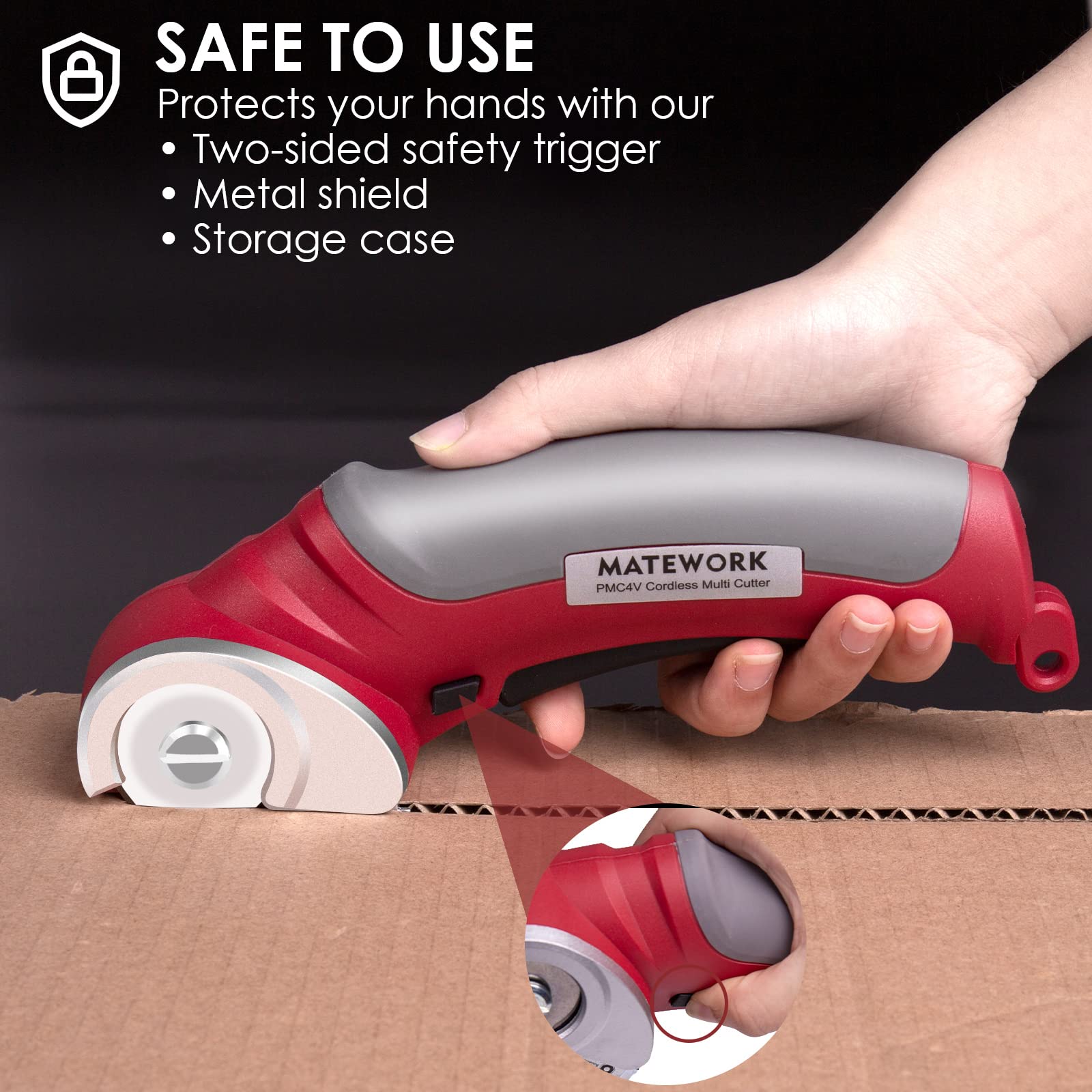 4V Cordless Electric Scissors - 2000mAh Rechargeable Multi-Cutter with Self-Sharpening Blade & Carrying Case - Power Rotary Scissors for Carpet, Leather, Cardboard - Perfect for DIY Crafts, Upholstery, and Home Renovation Projects