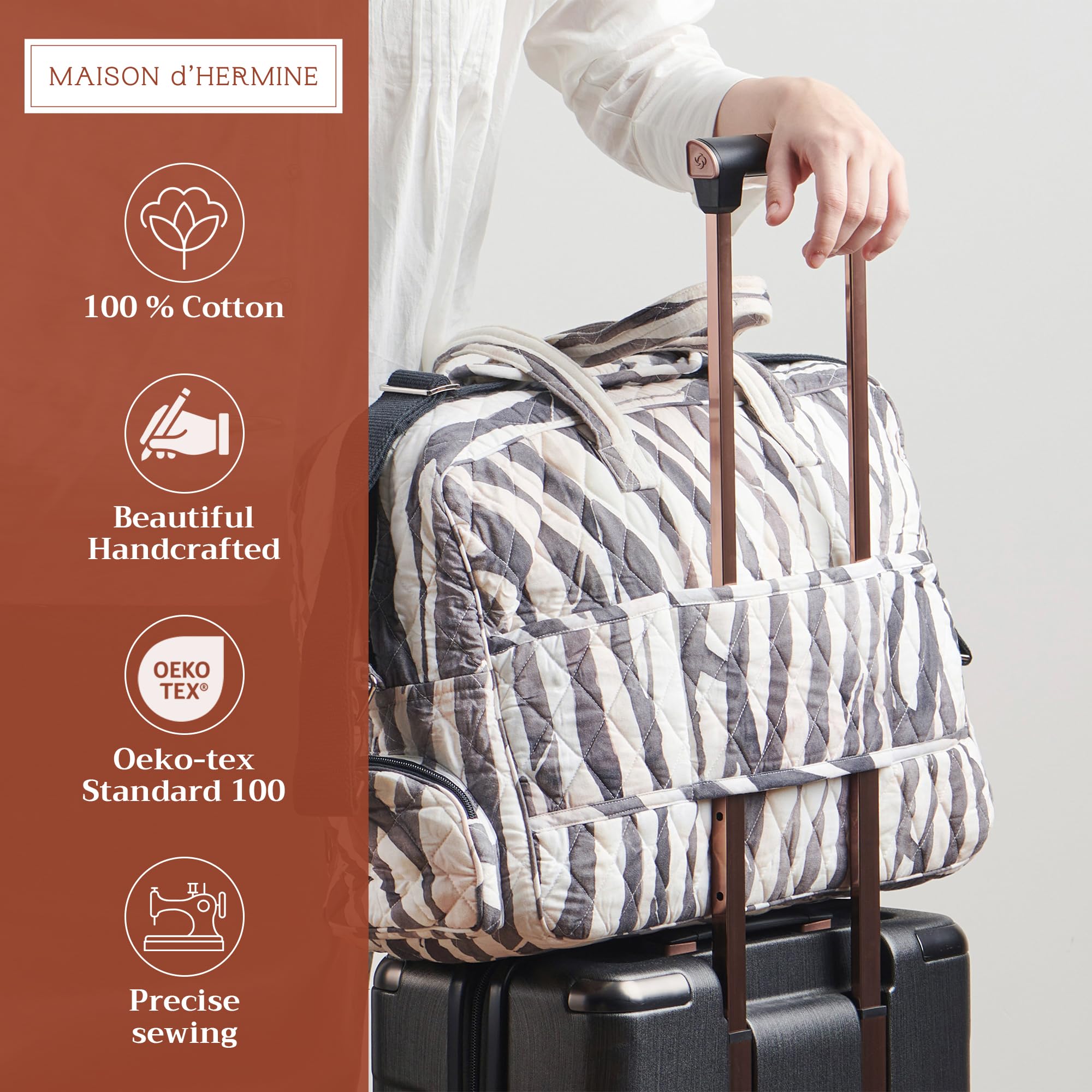 Hermes-Inspired 100% Cotton Handbag for Women - Stylish Shoulder Bag with Zip Pockets | Perfect for Beach, Shopping, Travel & Hiking | Durable & Lightweight Everyday Purse
