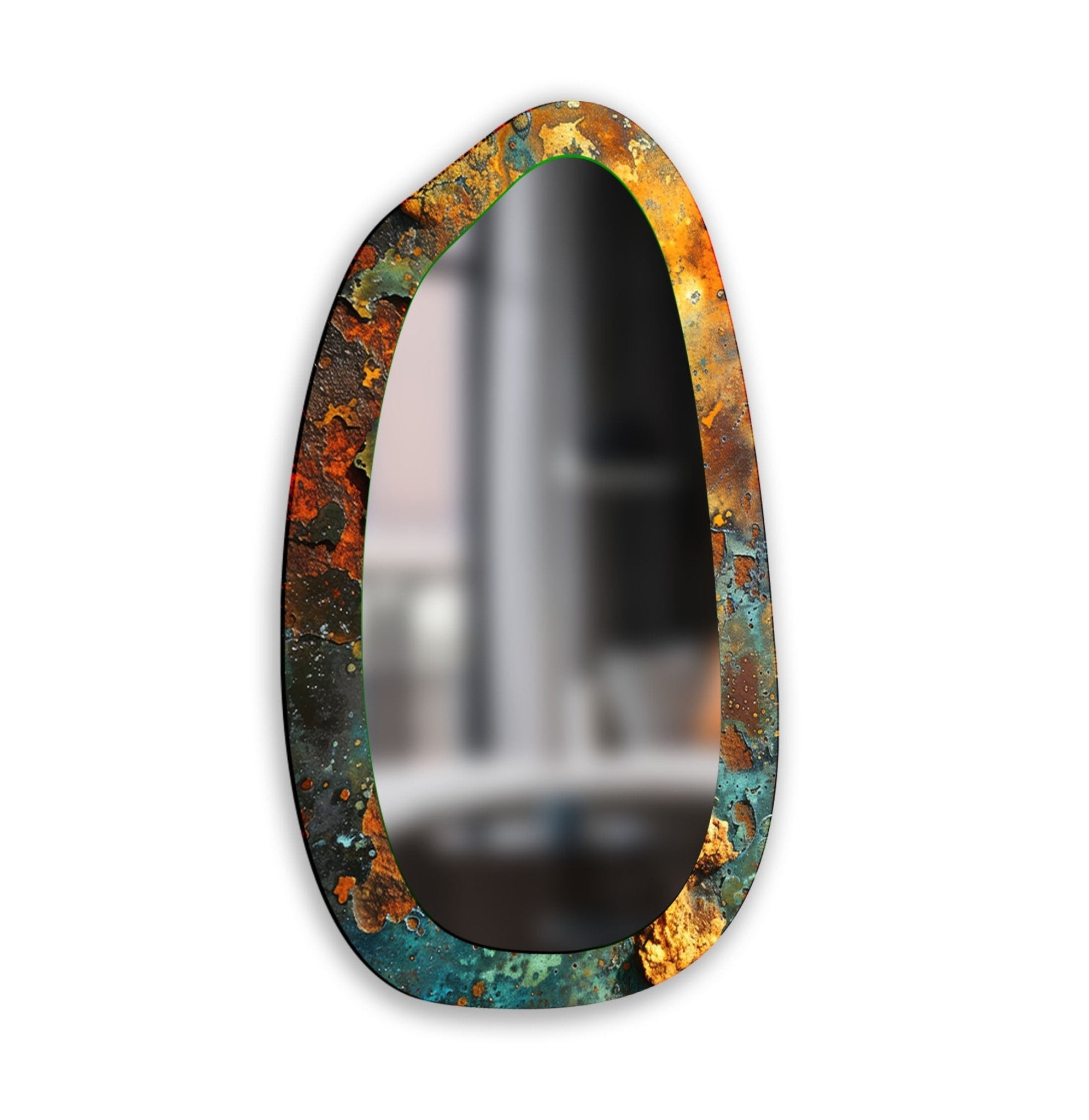 Abstract Large Irregular Glass Wall Mirror - Modern Decorative Mirror for Living Room, Bedroom, Entryway - Unique Statement Piece for Home Decor