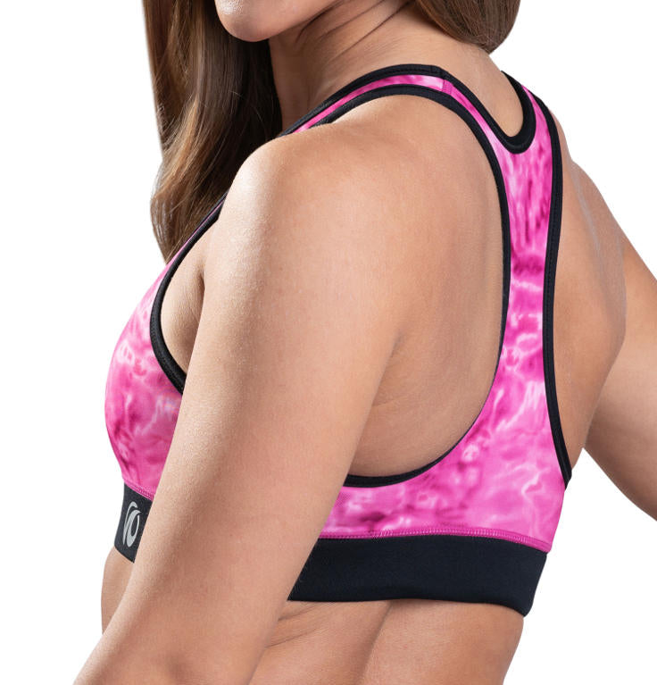 Women's Workout Racerback Sports Bra - Breathable Aqua Design Fitness Top for Yoga, Running & Gym