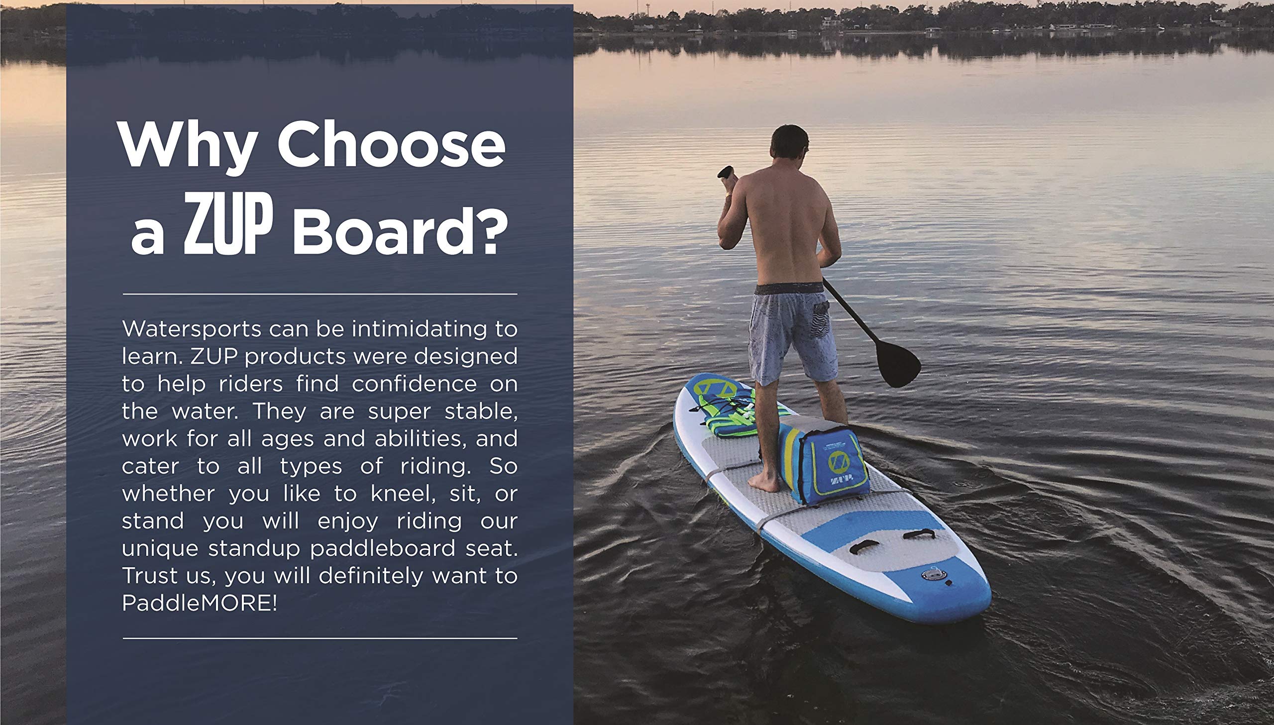 ZUP Boomer iSup Stand Up Paddle Board Combo - Inflatable SUP for All Ages - Perfect for Lakes, Rivers & Calm Waters - Includes Paddle & Accessories - Blue & White Design - Great for Fitness, Yoga & Family Fun