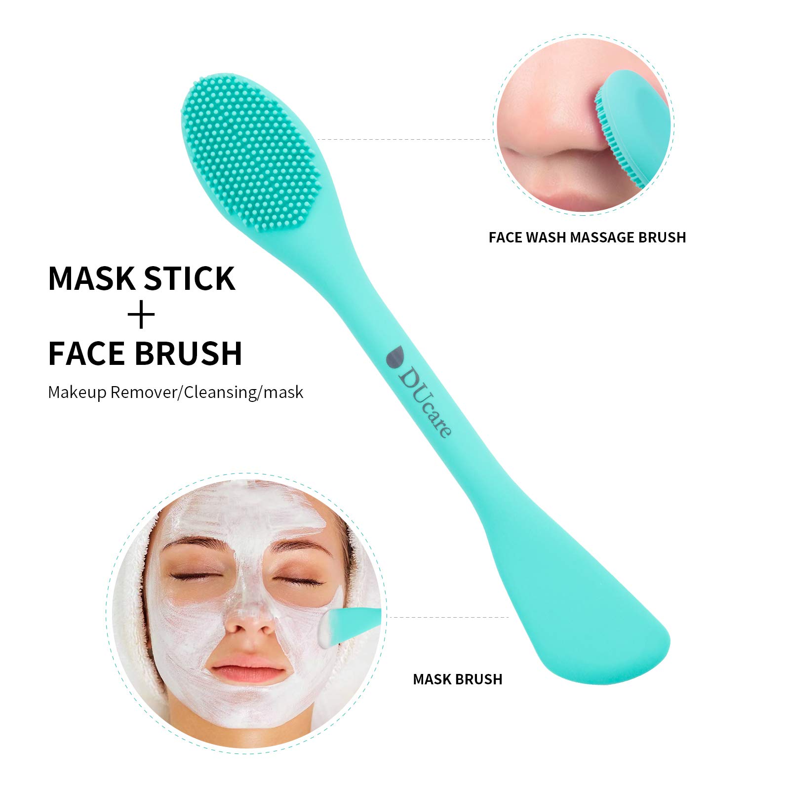 DUcare Silicone Face Brush - Double-Ended Facial Cleansing Sponge Set of 4 | Soft Exfoliating Brush for Mud, Clay & DIY Masks | Perfect for Deep Cleansing & Skincare Routine at Home or Travel