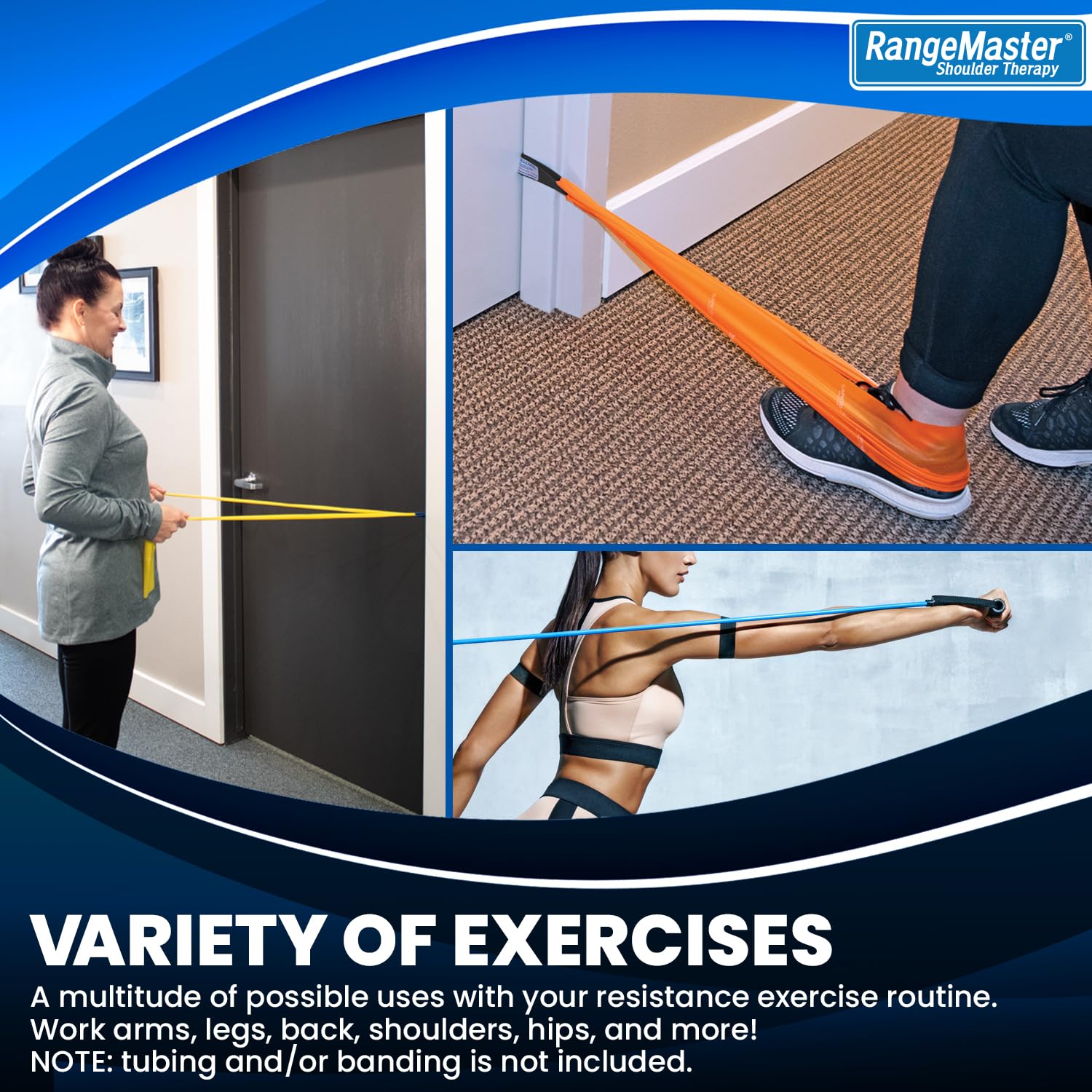 RangeMaster TheraLoop Door Anchors - Non-Slip Resistance Band Anchors for Home Workouts, Physical Therapy & Strength Training - Compatible with Exercise Bands & Tubes - Secure 2-Pack (Black) - Perfect for Doorway Exercises, Rehabilitation & Fitness Routines