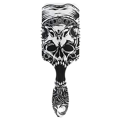 Vipsk Air Cushion Hair Brush - Plastic Colorful Black Skull White Detangling Brush for All Hair Types (Dry/Wet, Thick, Curly, Straight) - Anti Static & Scalp Massage Hairbrush for Smooth Styling at Home or Salon