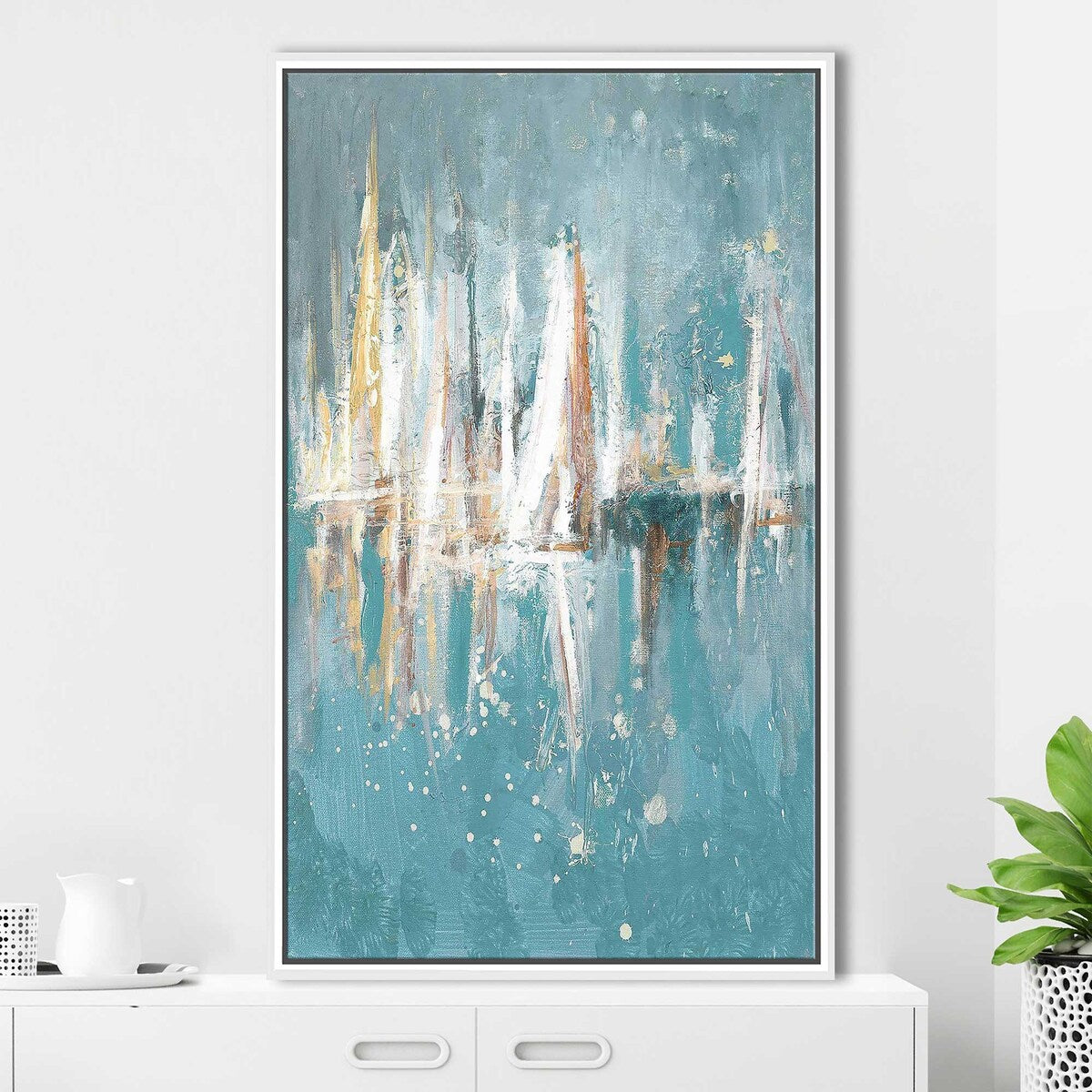 Floating Canvas Boat Print - Fading Art Design for Home & Office Decor | Perfect for Nautical Theme Living Room, Bedroom or Office Wall Art