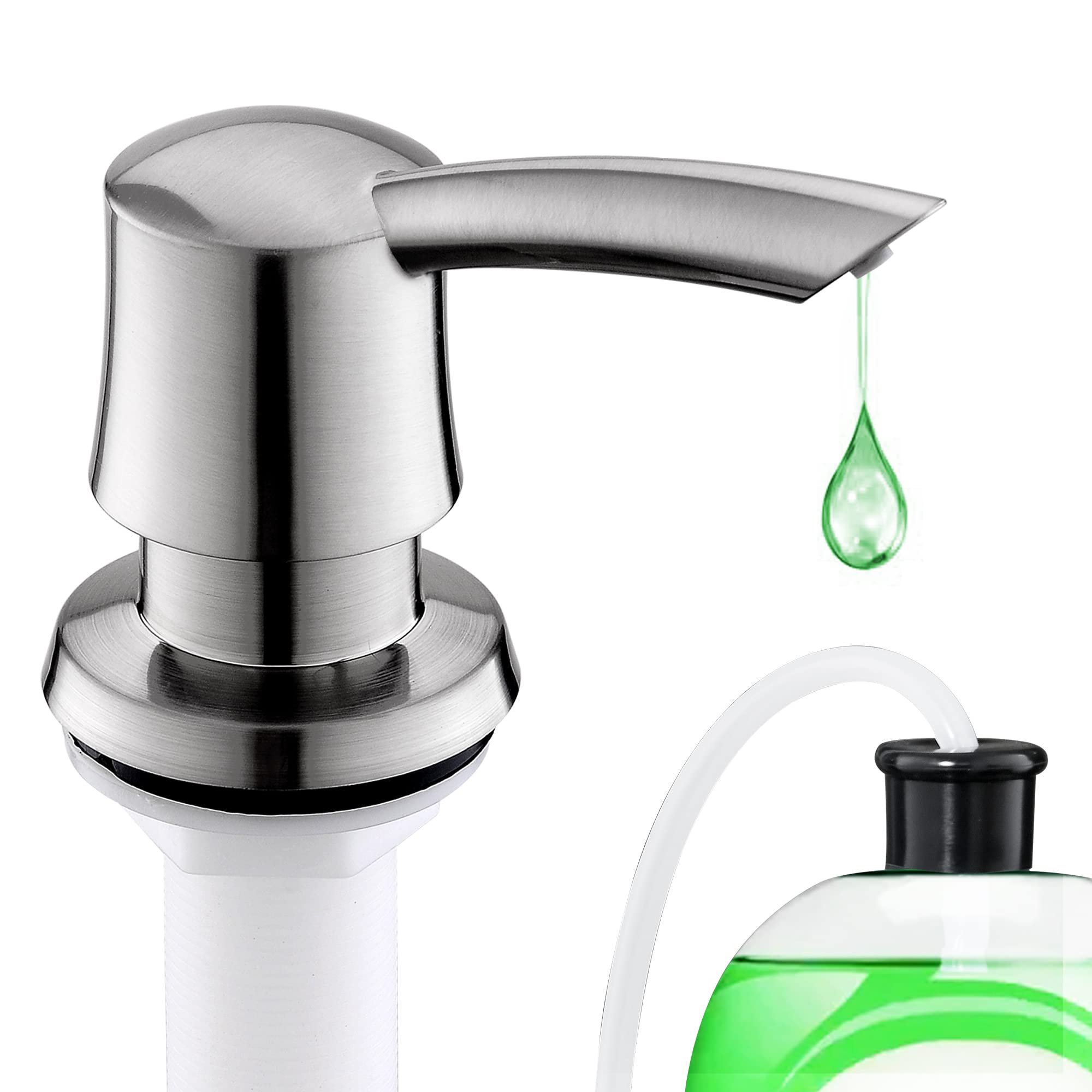 Under Sink Soap Dispenser for Kitchen Sink - 40 Inch Extension Tube Kit, Built-in Dish Sink Soap Dispenser with No More Refills - Brushed Nickel Finish | Perfect for Home Kitchen, RV, and Outdoor Use - YardMonet