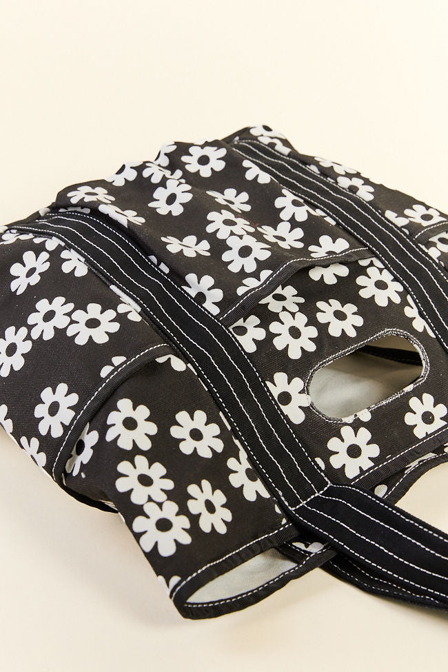 Daisy Daydreams Black Canvas Tote Bag - Stylish & Durable Women's Shoulder Bag for Work, Shopping & Beach | Eco-Friendly Fashion Accessory