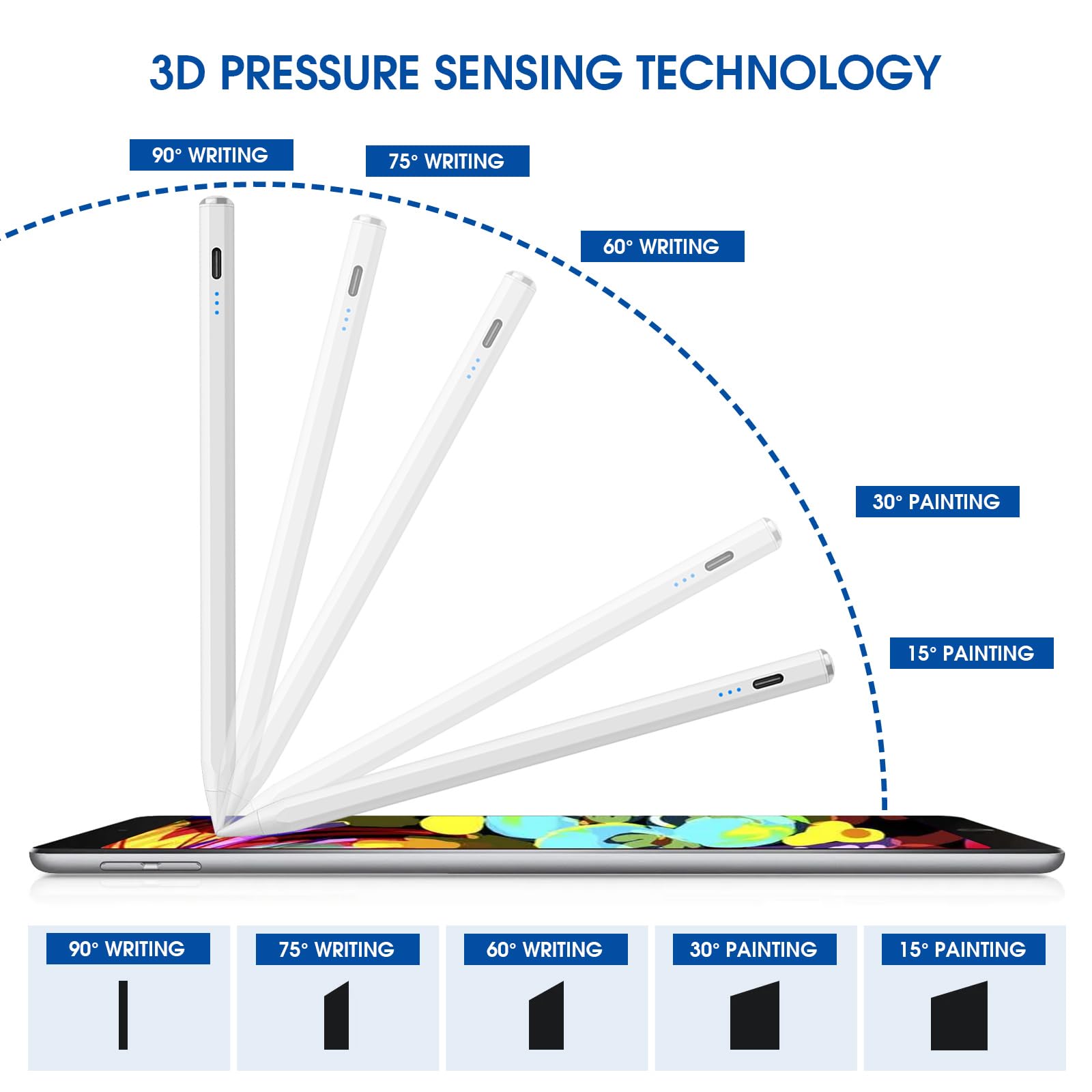 Premium Stylus Pen for iPad 2018-2023 - Fast Charging in 15 Minutes | Compatible with iPad Pro 11/12.9