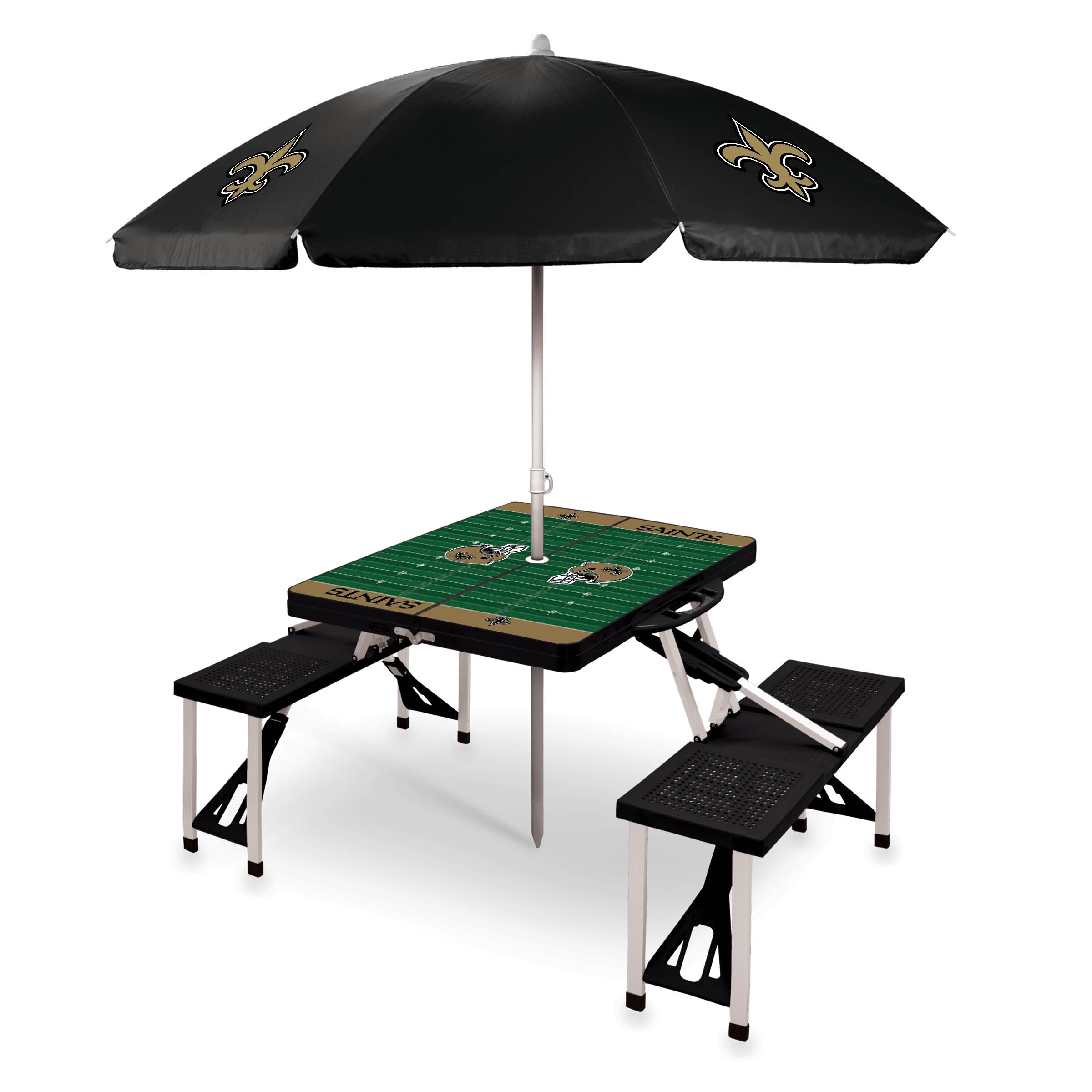 PICNIC TIME NFL Portable Folding Picnic Table with Seats & Umbrella - Perfect for Tailgating, Camping, Beach & Outdoor Parties