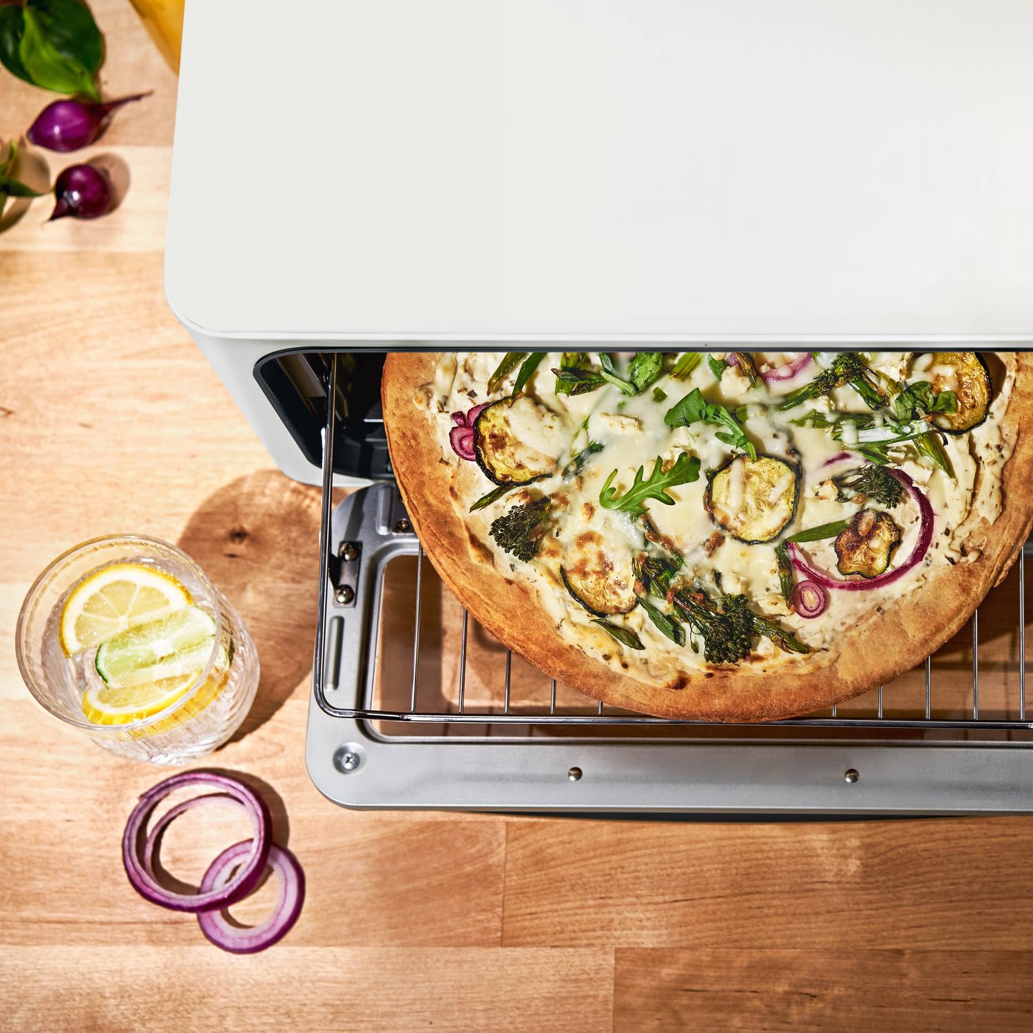 1800W Air Fry Toaster Oven with 9-Slice Capacity - White Icing by Drew Barrymore | Perfect for Baking, Roasting & Air Frying | Ideal for Small Kitchens & Quick Meals