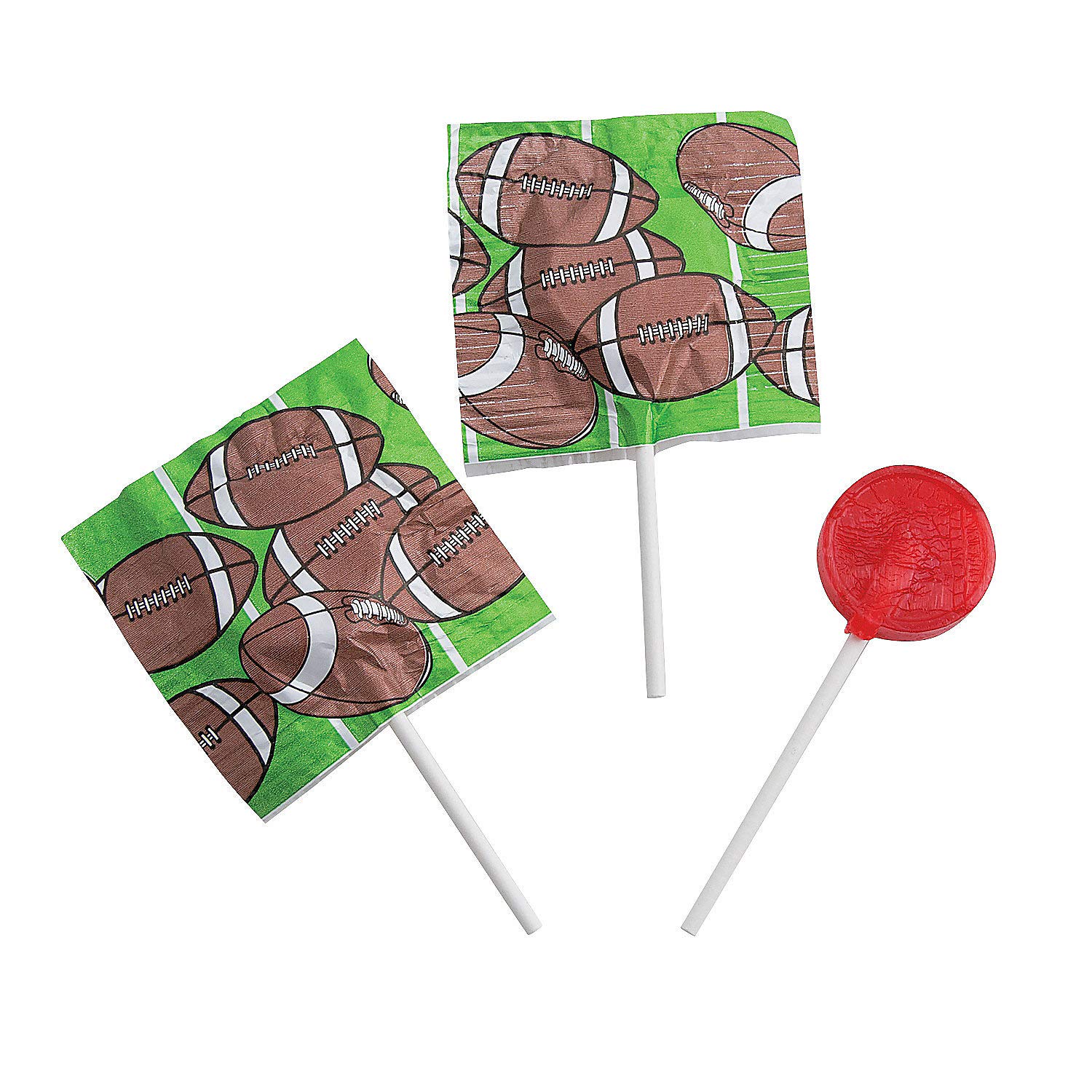 Football Theme Lollipops - 55 Individually Wrapped Fruit Flavored Suckers for Birthday Parties, Sports Events & Team Snacks