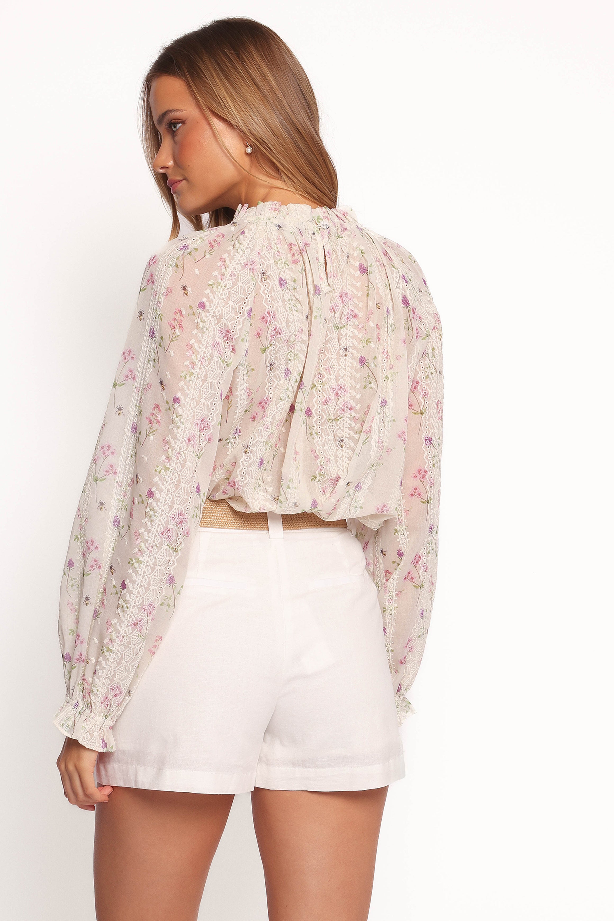 Annie Women's Long Sleeve Blouse - Floral Print Pink Tops for Work, Date Night & Casual Outfits
