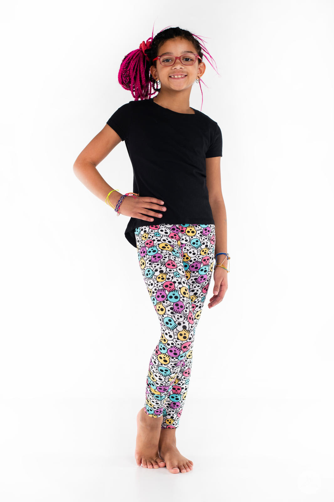 Bellatrix Kids Patterned Skull Leggings - Fun Halloween Costume & Everyday Wear for Girls & Boys - Soft Stretchy Comfort for Playtime & School Activities