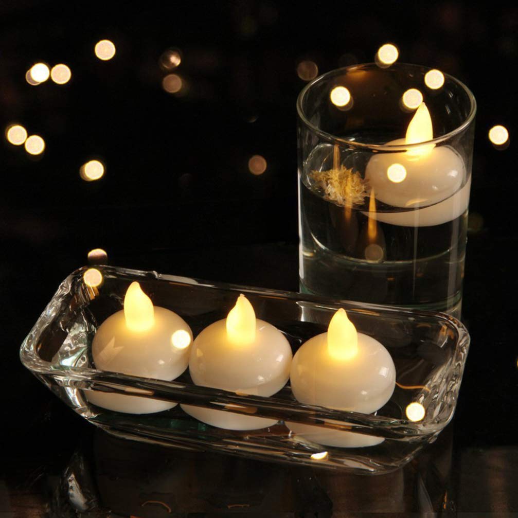 Healifty 12 Pack LED Floating Candles - Waterproof Battery Operated Tea Lights for Pool, Wedding, Party & Home Decor - Romantic Ambiance Lighting