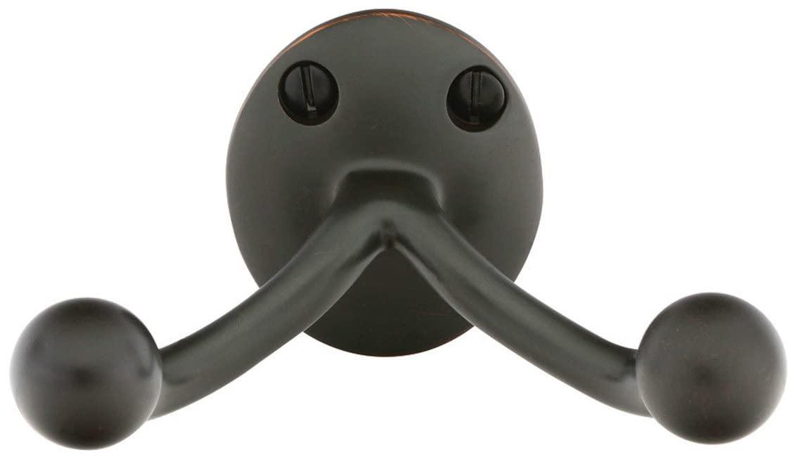 Emtek 2607 Traditional Double Robe Hook - Oil Rubbed Bronze Finish - Elegant Bathroom & Bedroom Wall Hooks for Towels, Robes & Clothes Organization