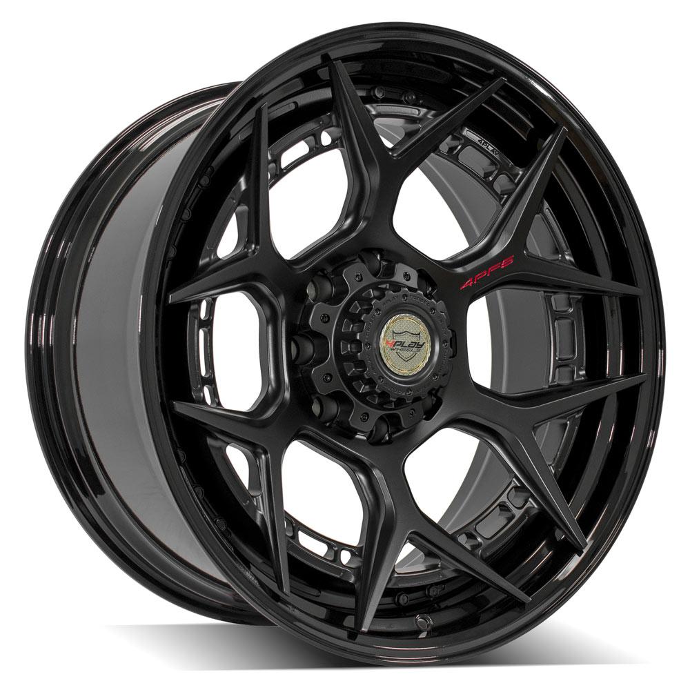 4Play Forged Series 4PF6 Matte Black Center with Gloss Black Barrel 22x10.0 18-Inch 8x165.1mm 124.9mm Offset Wheels - Perfect for Trucks, SUVs, and Off-Road Vehicles
