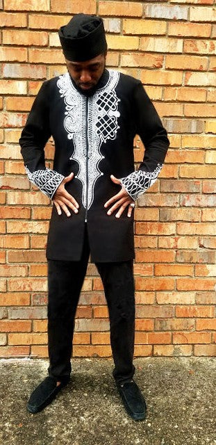 Black Panther African Embroidered Dashiki Jacket Shirt for Men - Traditional African Clothing, Cosplay & Halloween Costume - DPBLKP6 | Perfect for Cultural Events, Parties and Superhero Fans