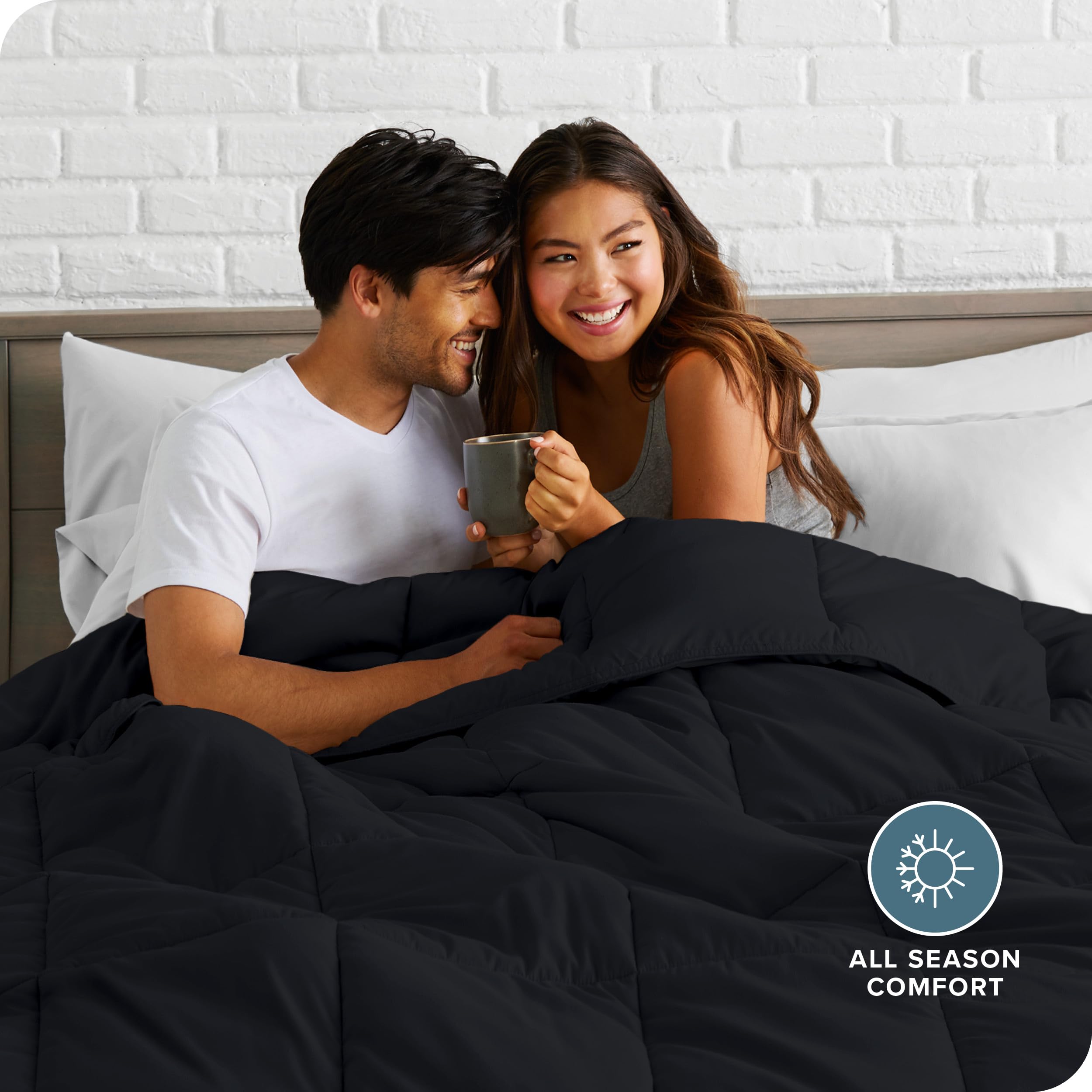 Bare Home Oversized King Comforter Set - Ultra Soft Goose Down Alternative - Premium 1800 Series All Season Warmth - Luxury Bedding for Master Bedroom (Black) | Perfect for Cold Nights & Cozy Home Decor