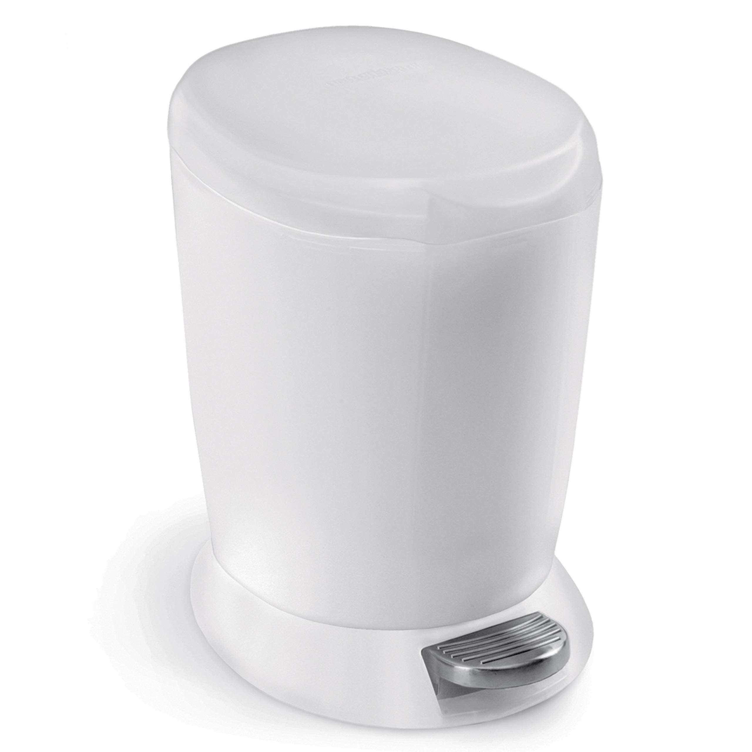 simplehuman 6 Liter Round Plastic Bathroom Trash Can Bundle - Black & White | Small Waste Bin for Bathroom, Bedroom, Office & Kitchen | Space-Saving Garbage Can