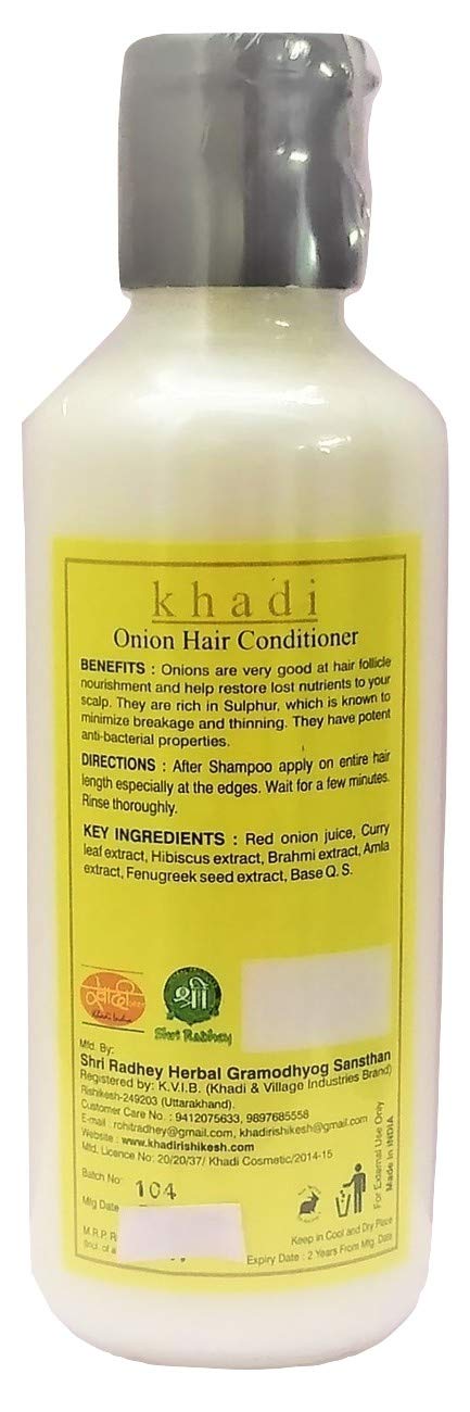 KHADI RISHIKESH Onion Hair Conditioner for Men & Women - 210ml | Promotes Hair Growth & Reduces Hair Fall | Perfect for Daily Hair Care Routine