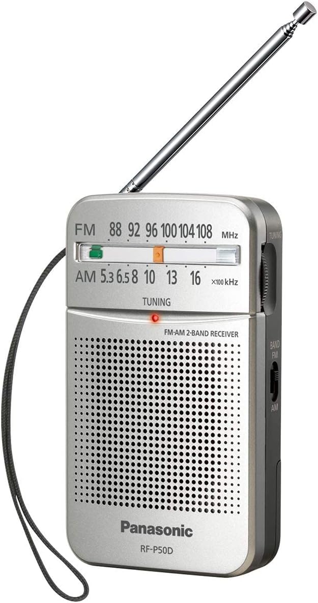 Panasonic RF-P50 Portable AM/FM Pocket Radio - Compact Silver Design for Outdoor, Emergency, Travel & Home Use