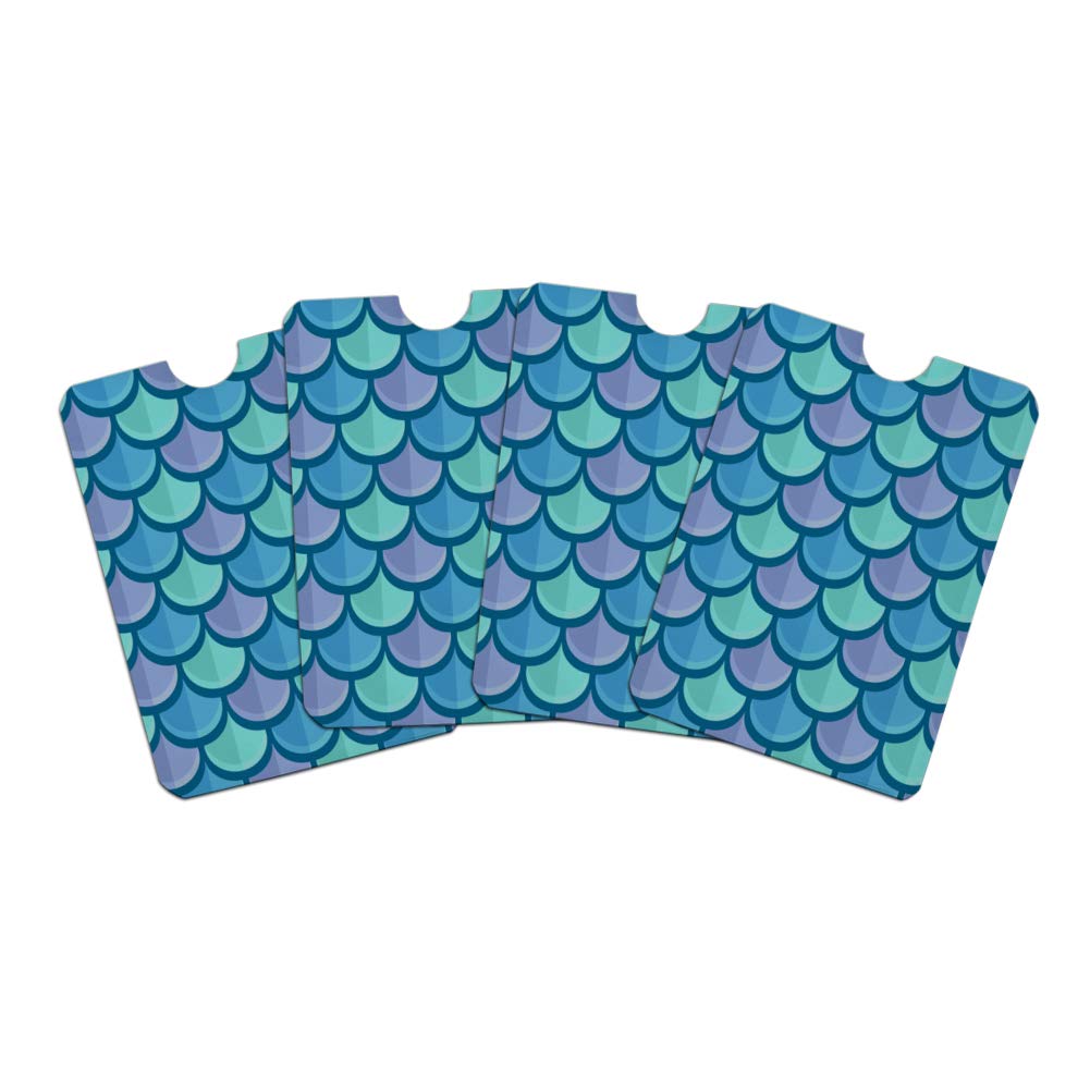 Mermaid Scale RFID Blocking Credit Card Holder - 4 Pack Slim Wallet Protector for Contactless Security | Perfect for Travel, Shopping & Everyday Use