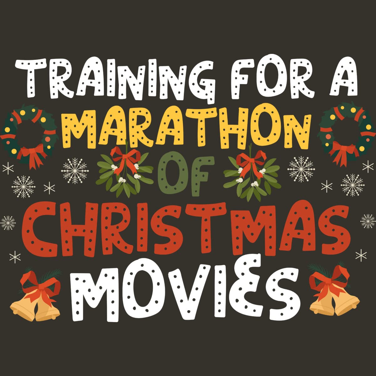 Design By Humans Junior's Marathon Christmas Movie Training T-Shirt - Soft Cotton Tee for Holiday Movie Nights & Festive Family Gatherings