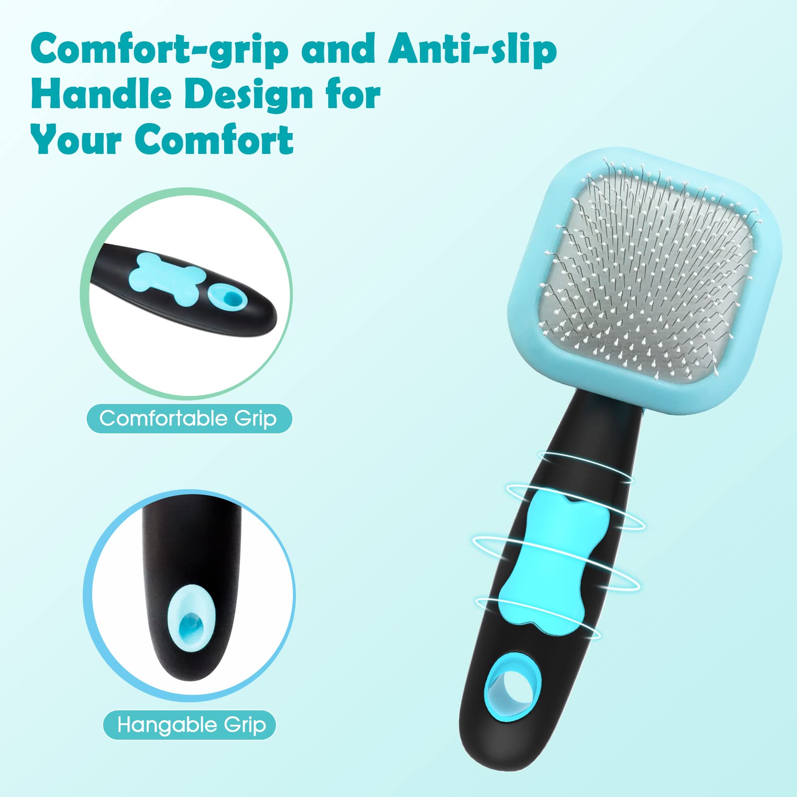 PETPAWJOY Slicker Brush for Dogs & Cats - Gentle Pin Brush for Shedding, Grooming Small Dogs, Puppies, Yorkies, Poodles & Rabbits - Perfect for Daily Coat Care & Detangling Fur at Home